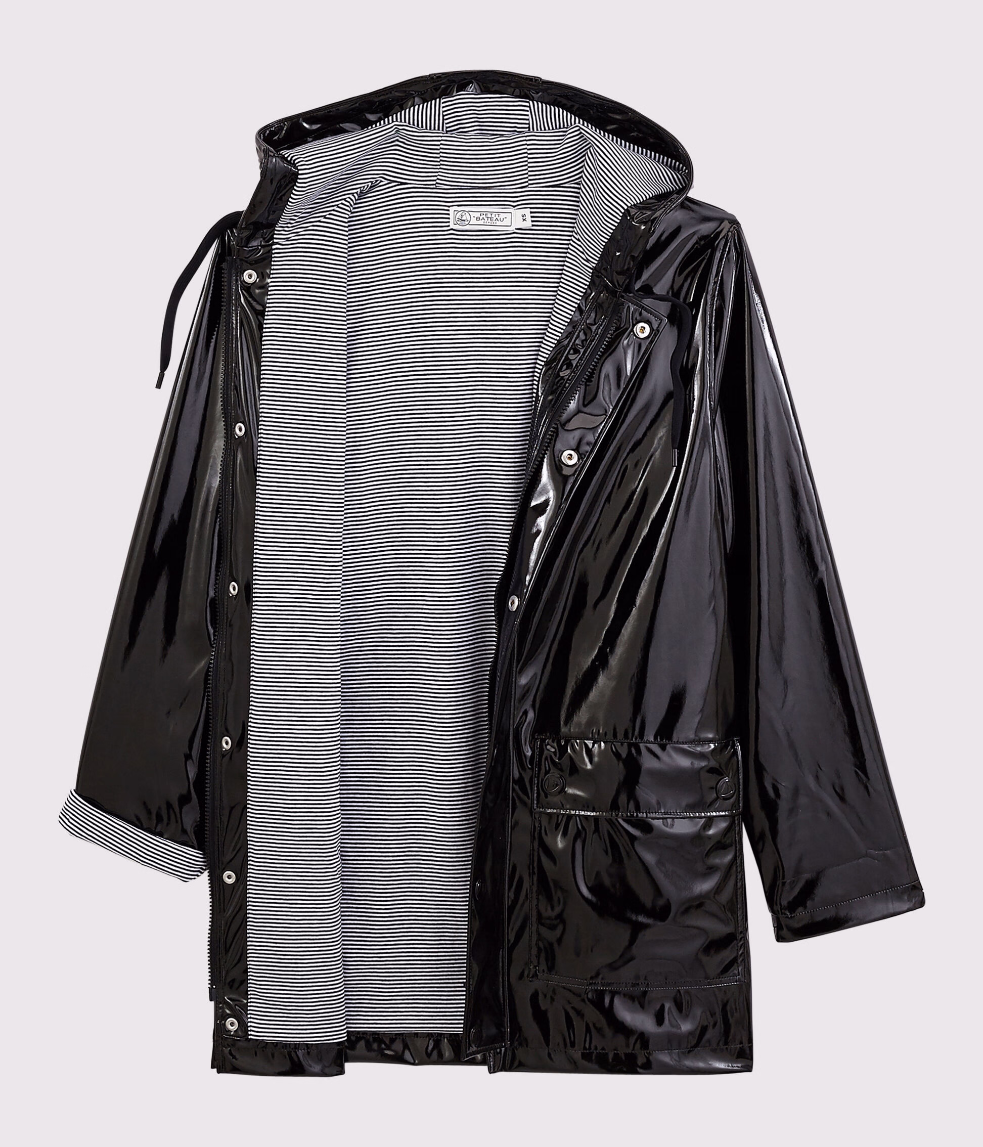 Impermeable ciré noir brillant deals