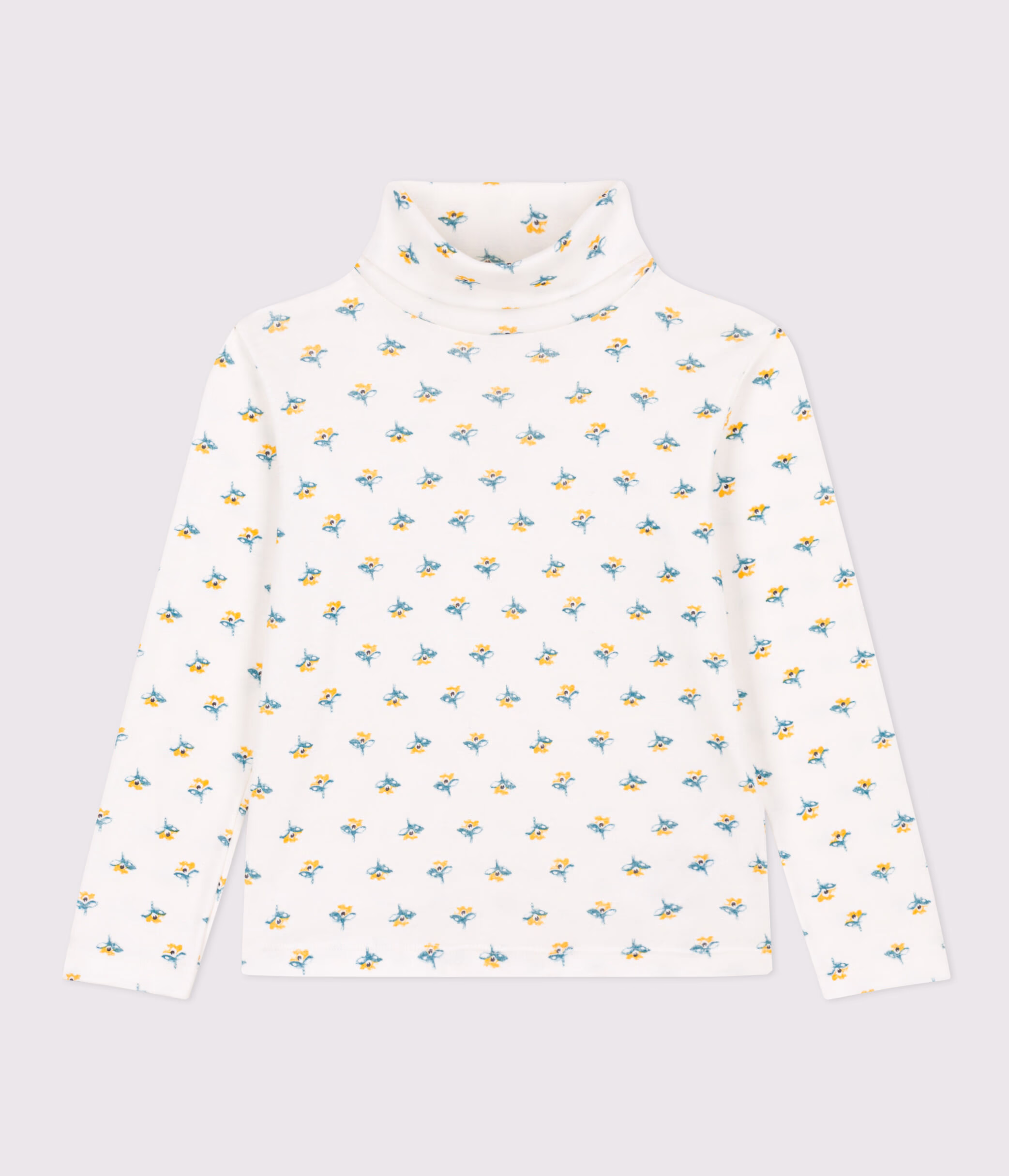 Girls floral print cotton polo neck MARSHMALLOW MULTICO Petit