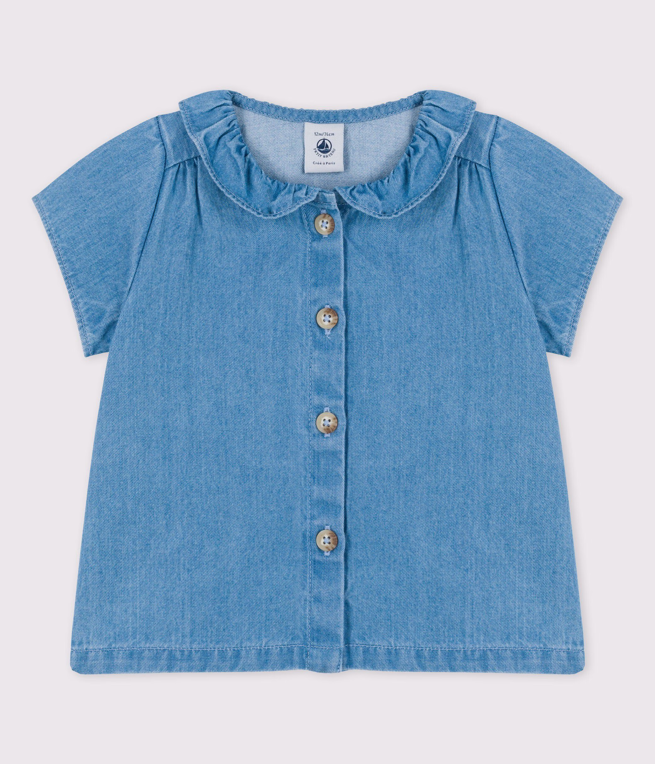 Babies Organic Light Denim Blouse DENIM CLAIR Petit Bateau