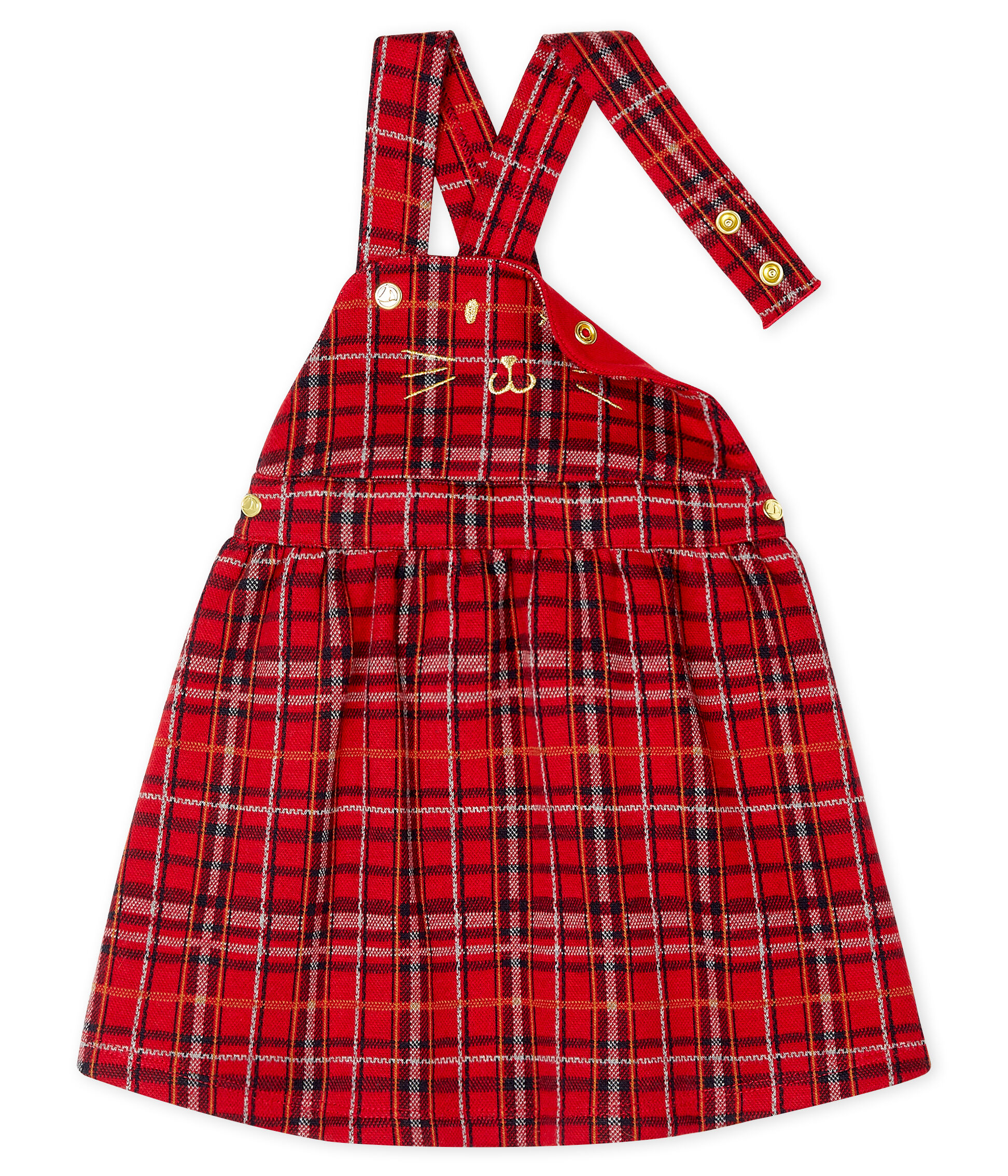 Red tartan dungaree 2025 dress