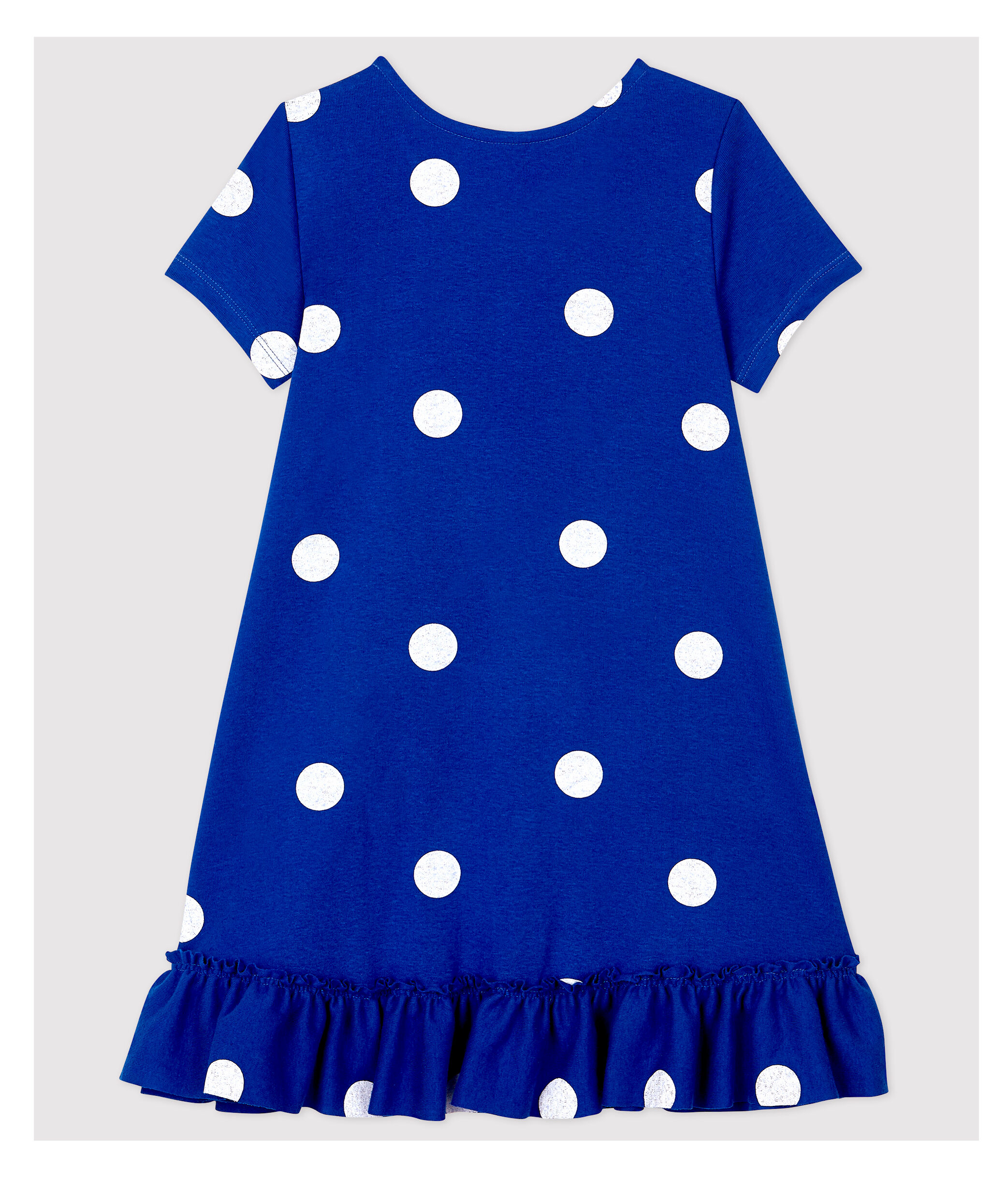 Girls Short Sleeved Cotton and Linen Dress SURF MARSHMALLOW
