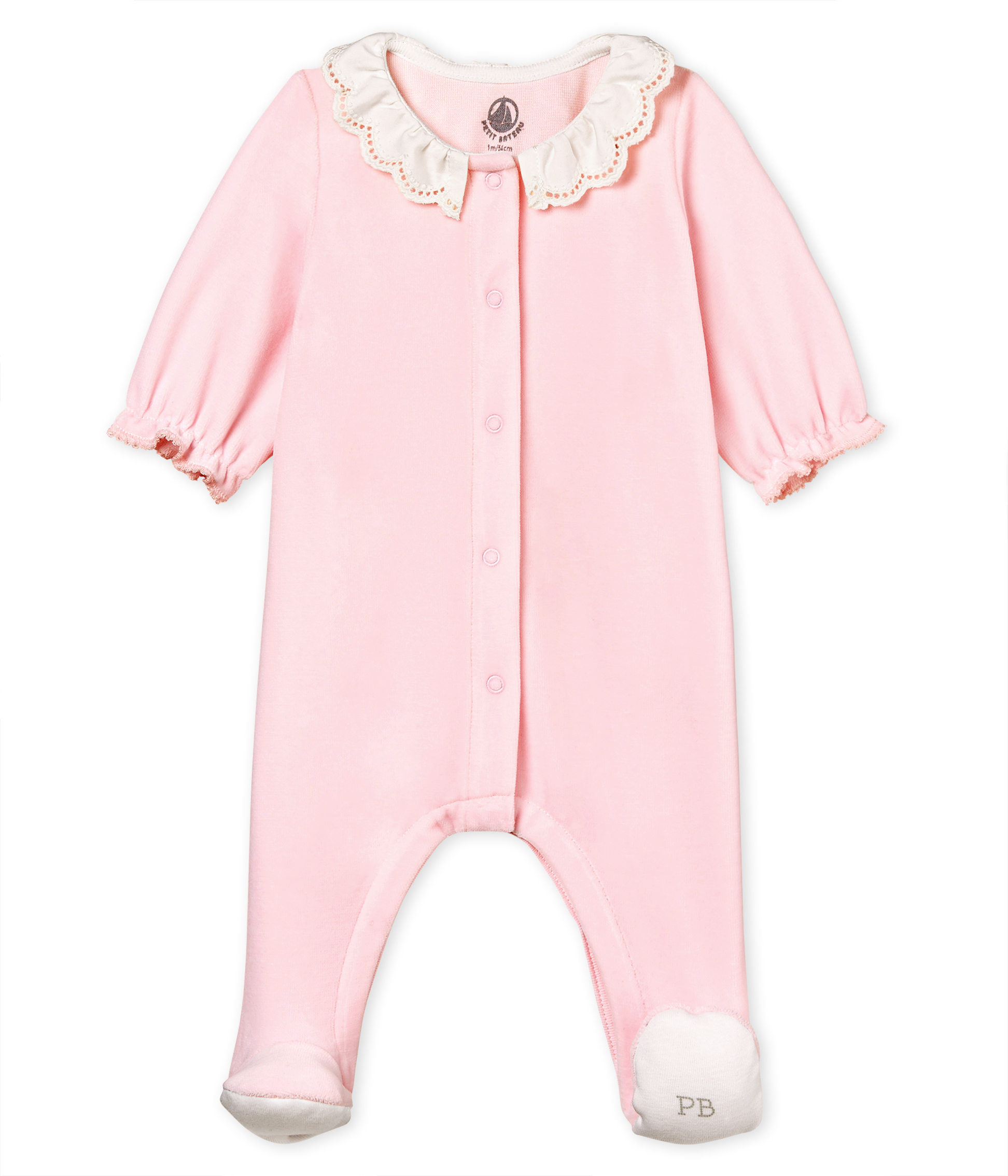 Baby girls' sleepsuit in cotton velour