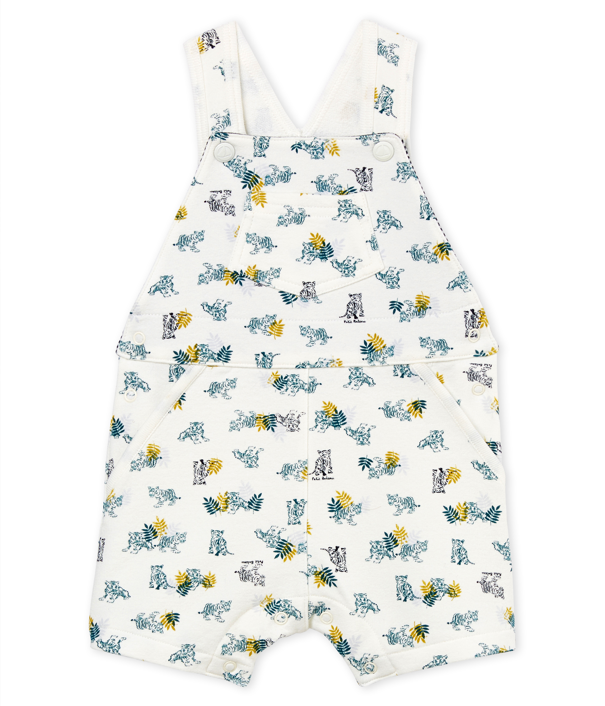 Baby boys' short dungarees in printed jersey