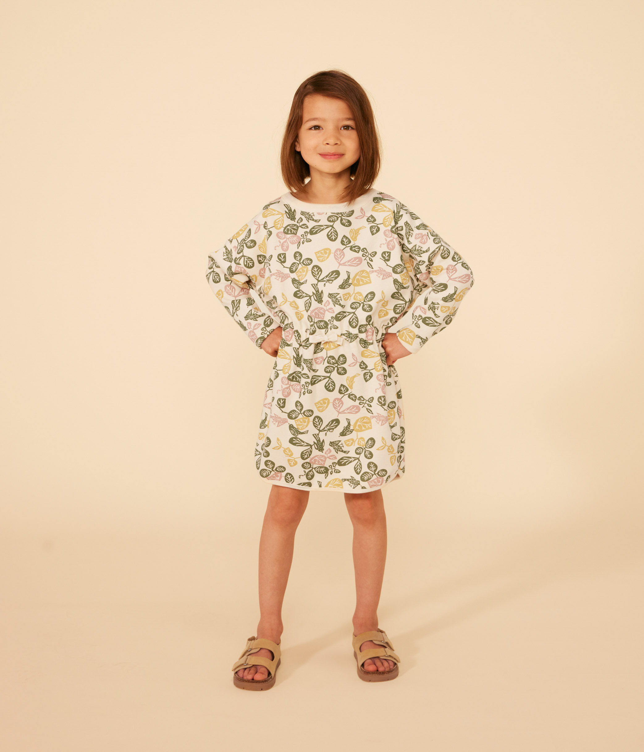 Girls' Printed Long-Sleeved Fleece Dress AVALANCHE+PANTY/MULTICO ...