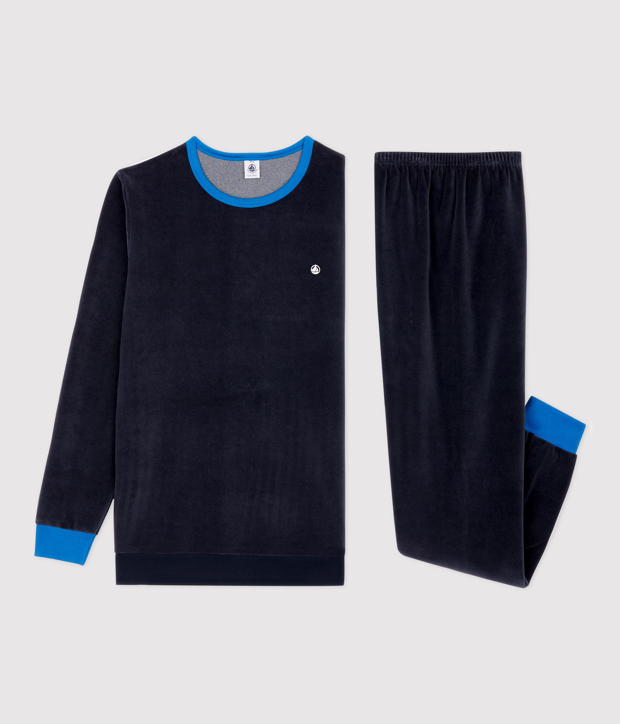 Boys Navy Blue Velour Pyjamas SMOKING Petit Bateau