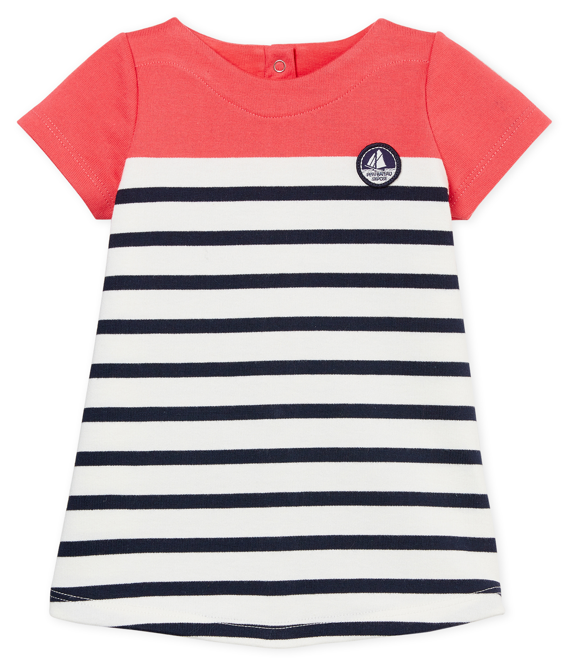 Baby girls' dress with striped section