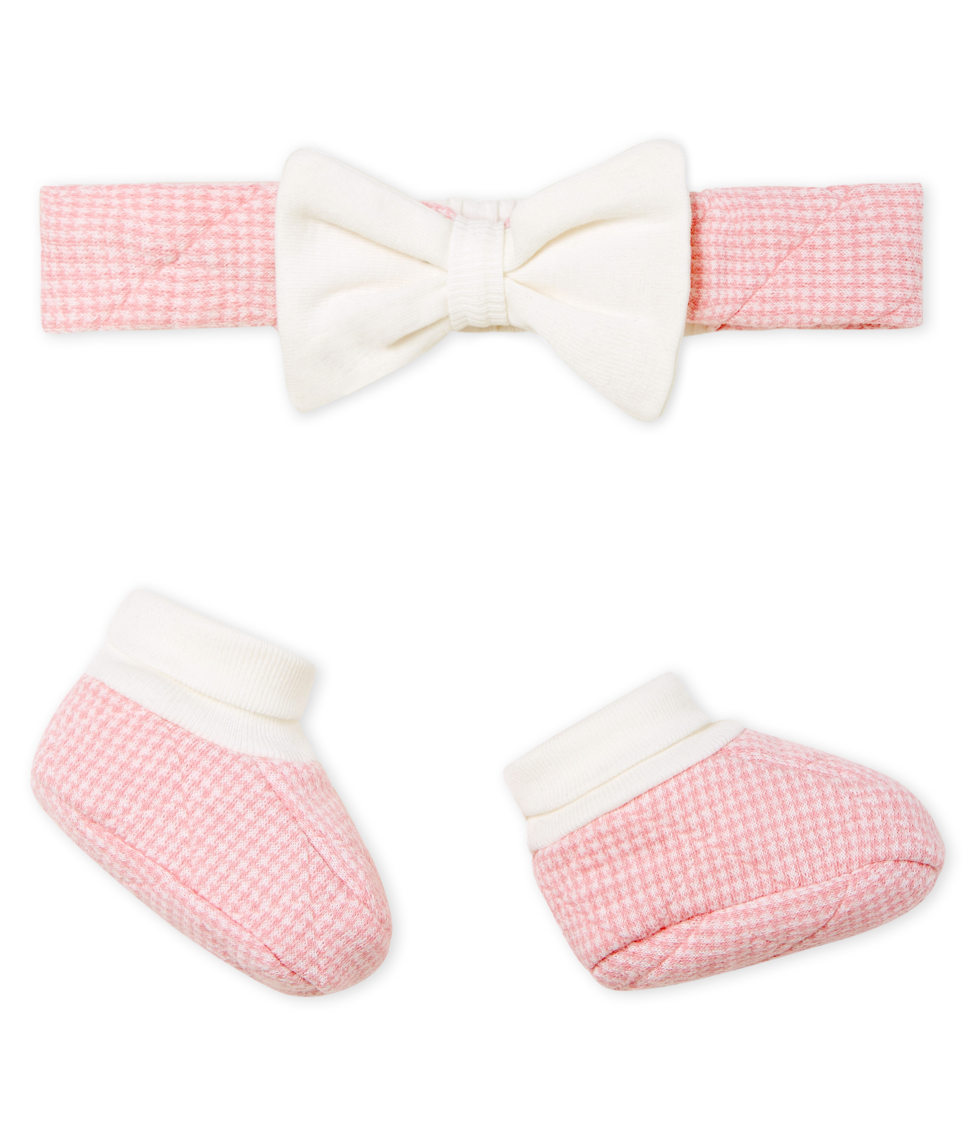 Baby Girls' Tube Knit Headband and Bootees Set