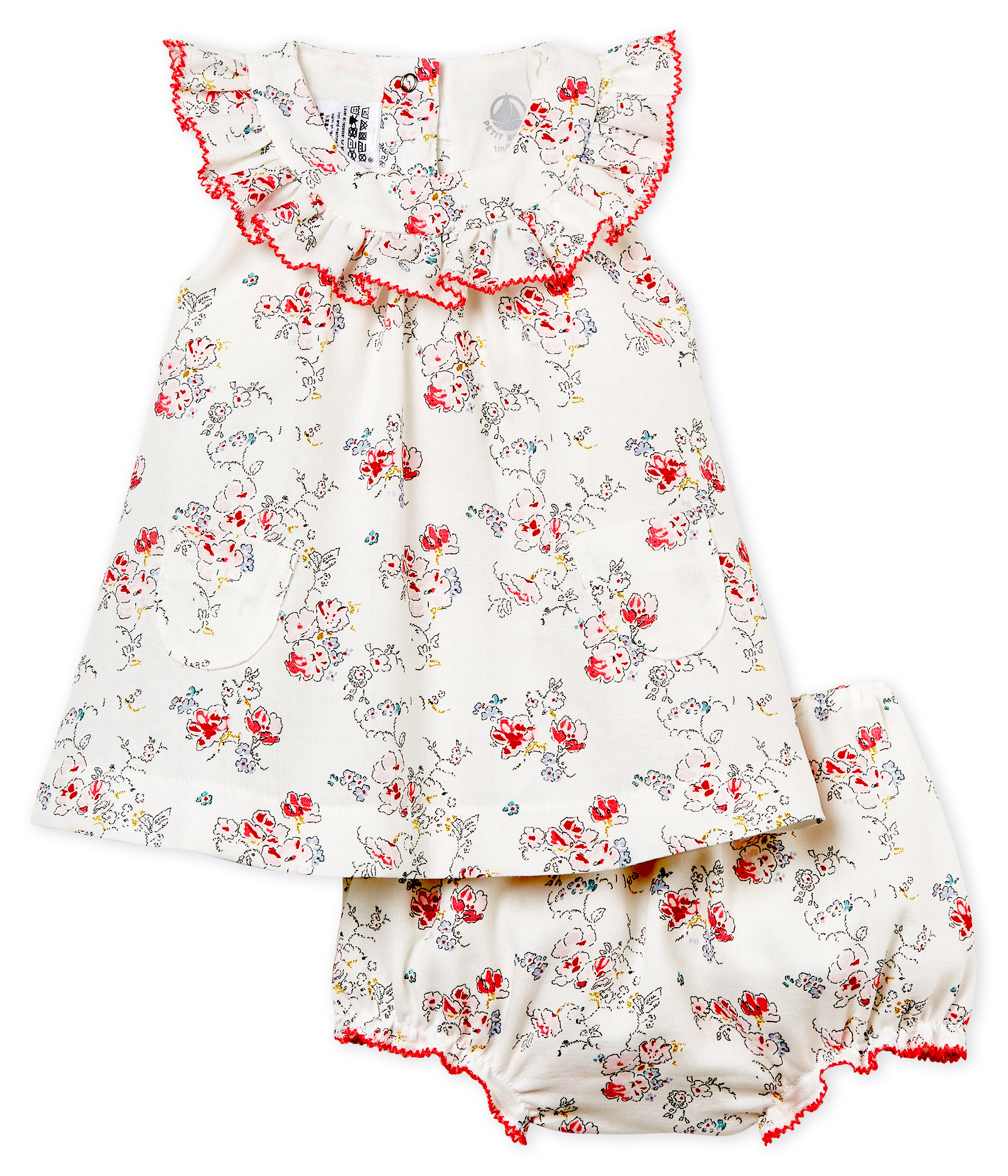 Baby girls' printed dress and bloomers