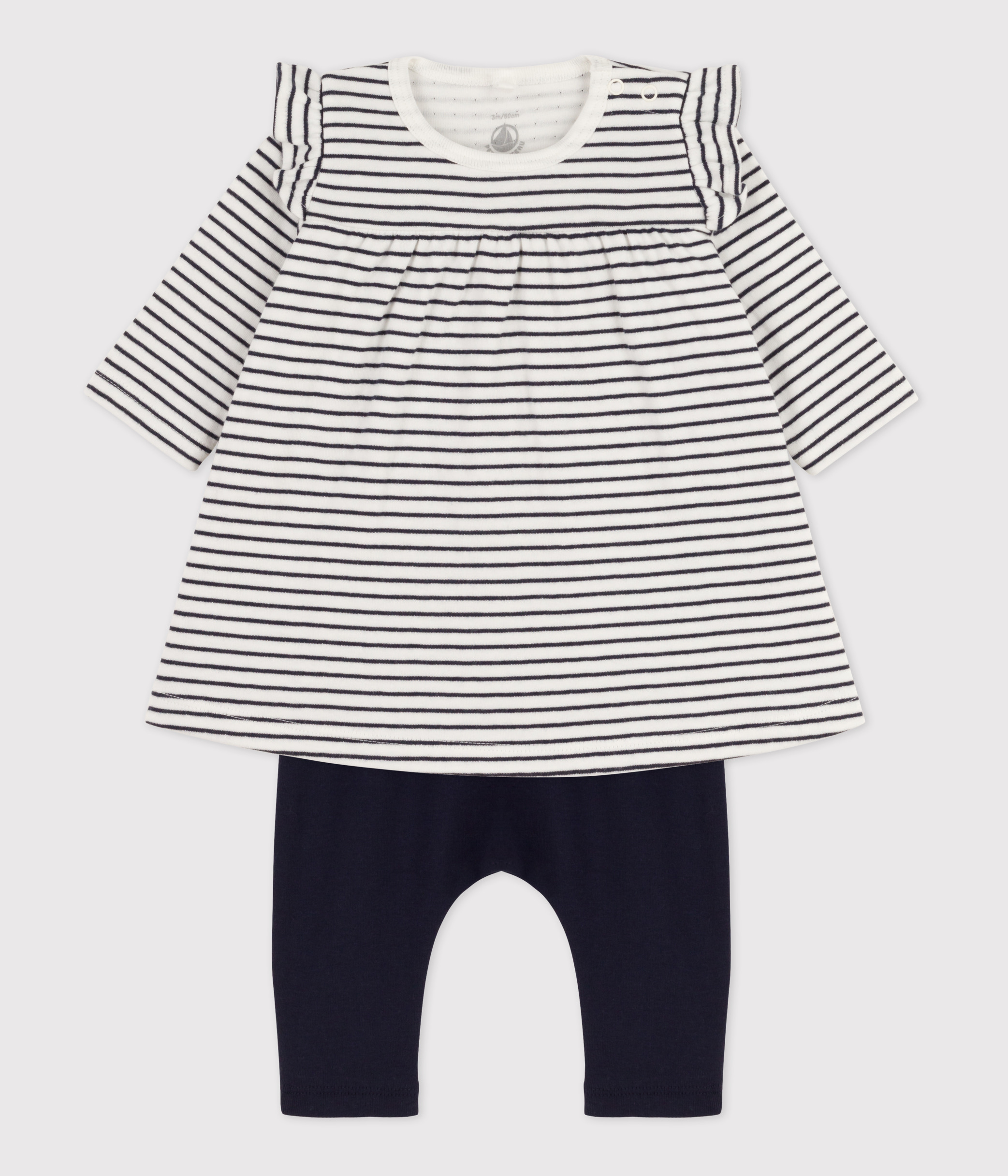 Babyhug Cotton Knit Sleeveless Sailor Collar Dress With Polka Dot Print - Blue