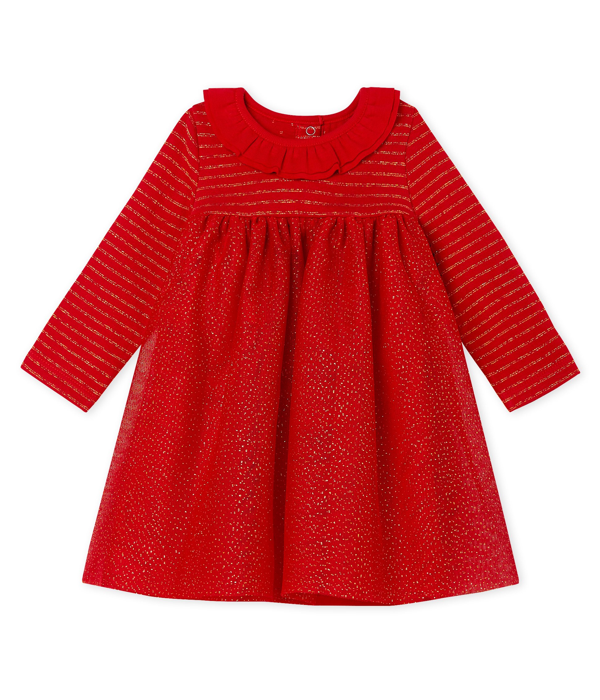 Baby Girls' Long-Sleeved Dual Material Dress