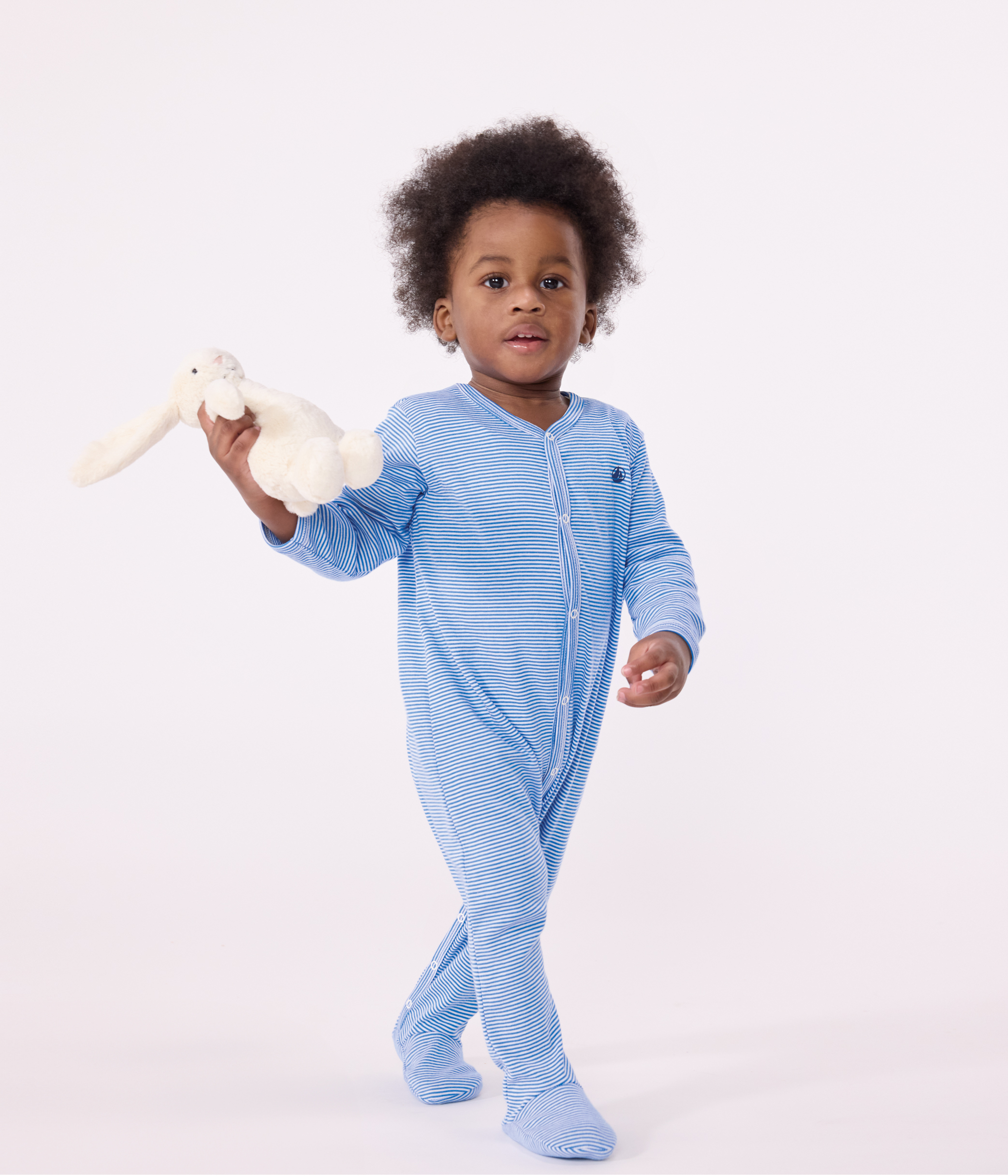 Pyjama bébé coeur en velours Blanc marshmallow/rouge terkuit Petit Bateau, Pyjamas Fille