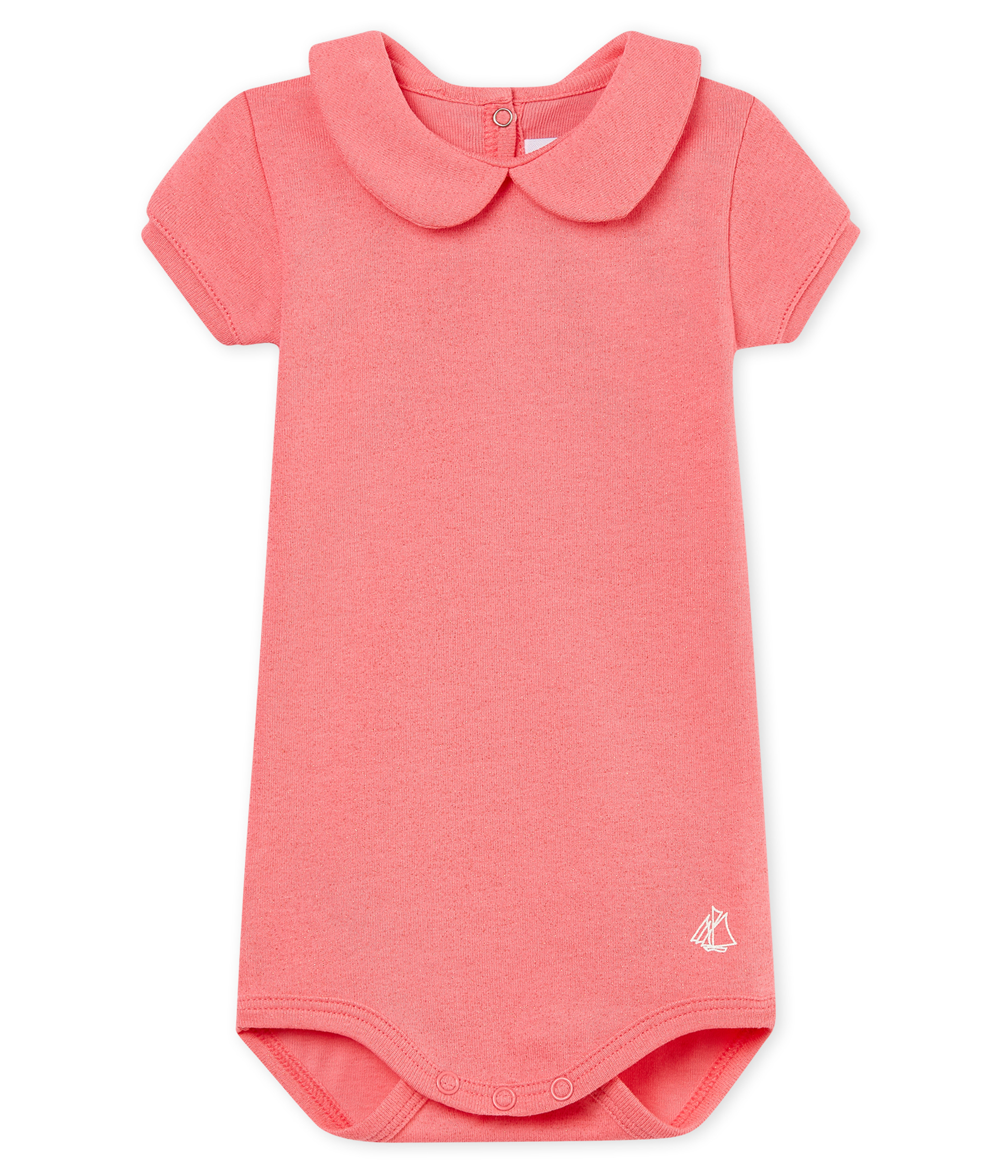 Baby girls' shiny bodysuit with peter pan collar