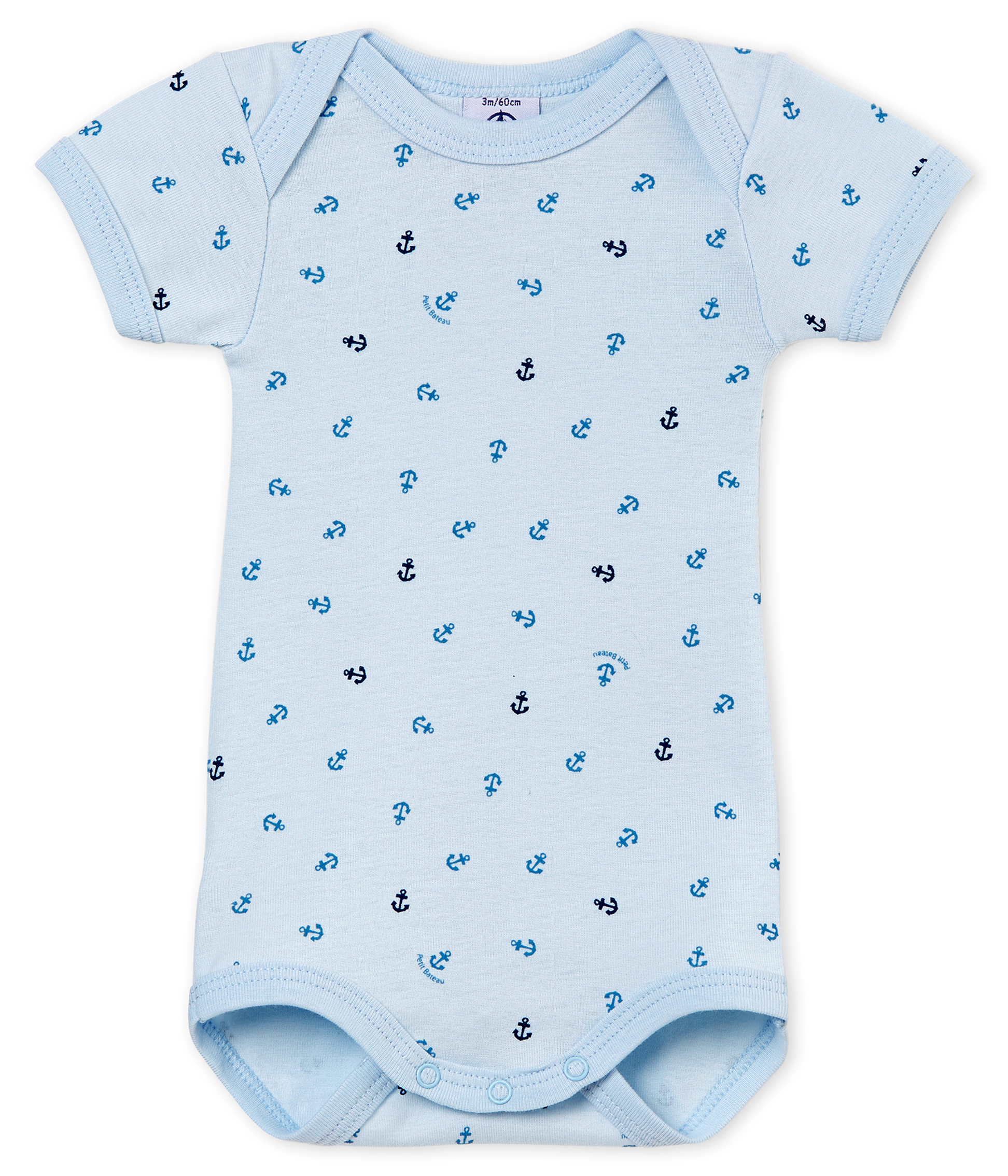 Petit Bateau Baby Boys 2 Pack Short Sleeve Bodysuits Navy Medieval Blue