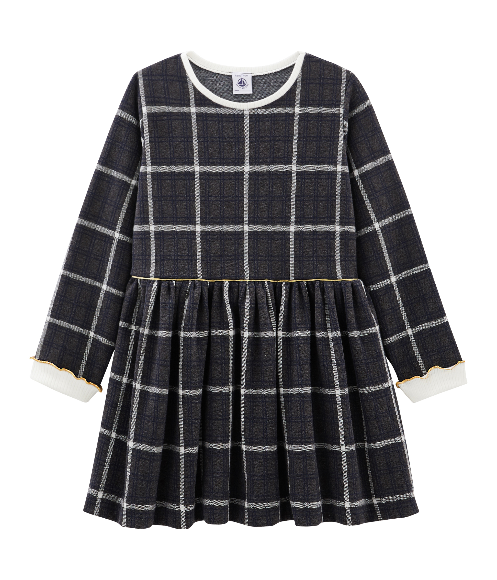 Girls' Checked Knit Dress