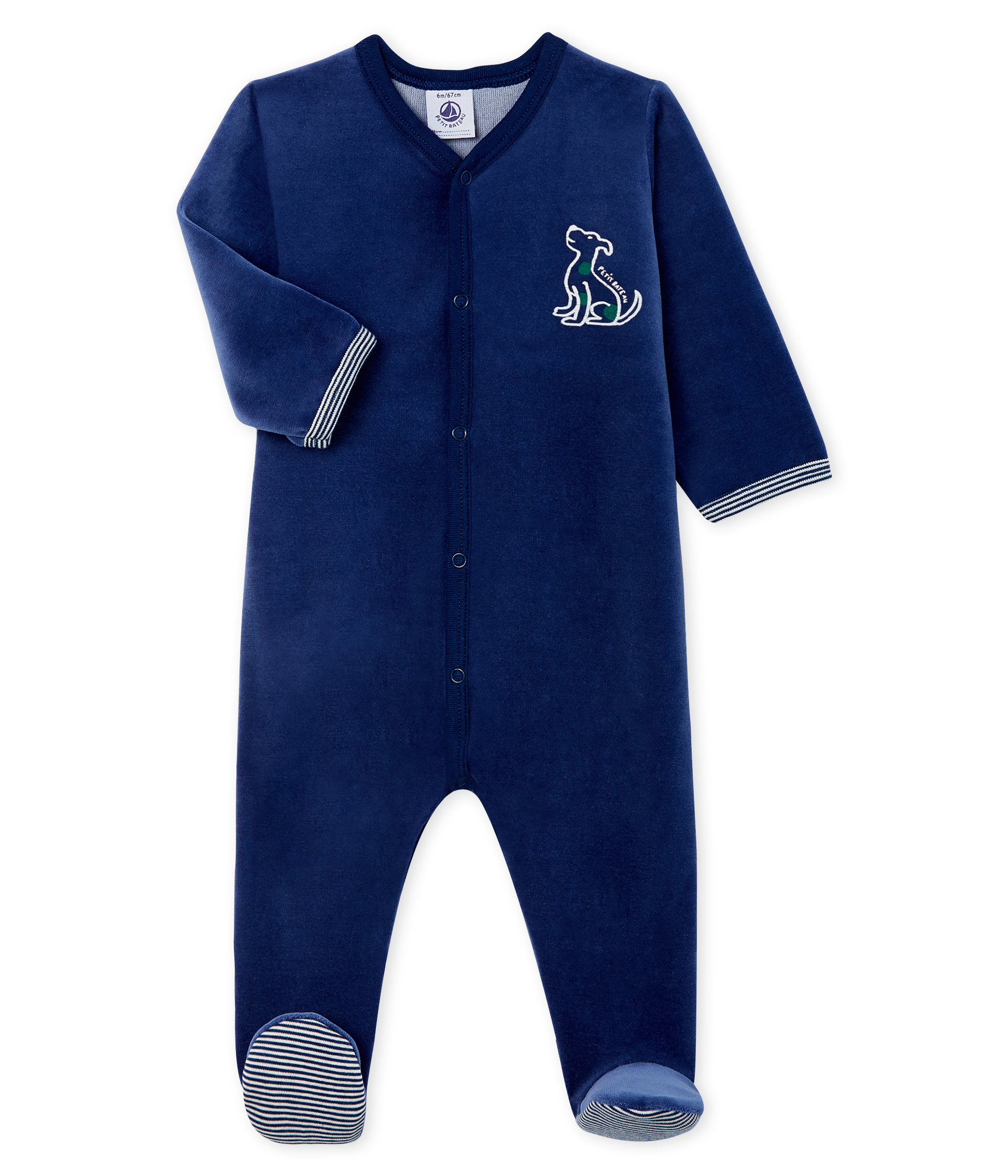 baby boy velour sleepsuit