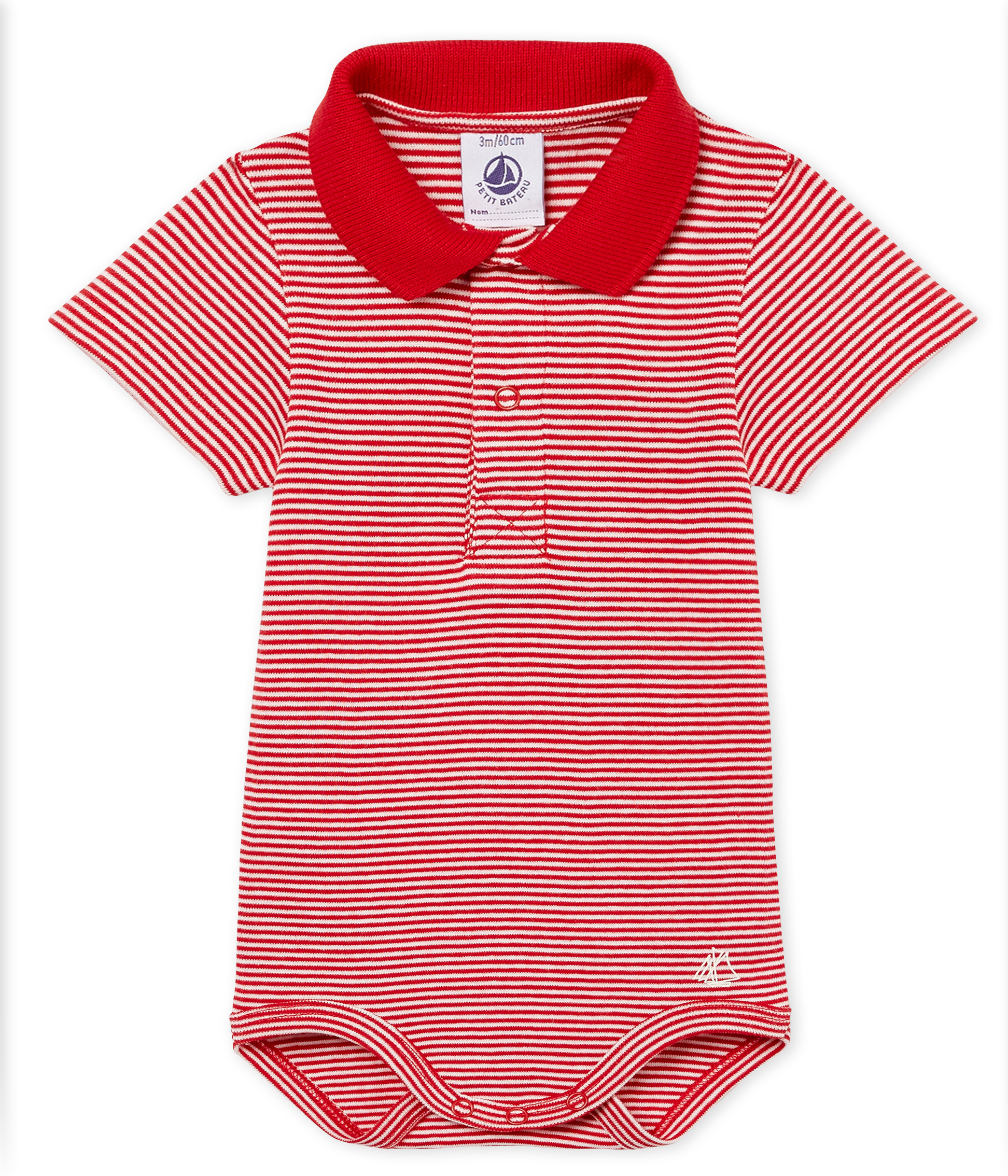 Baby boys' mc pinstriped bodysuit with polo shirt collar