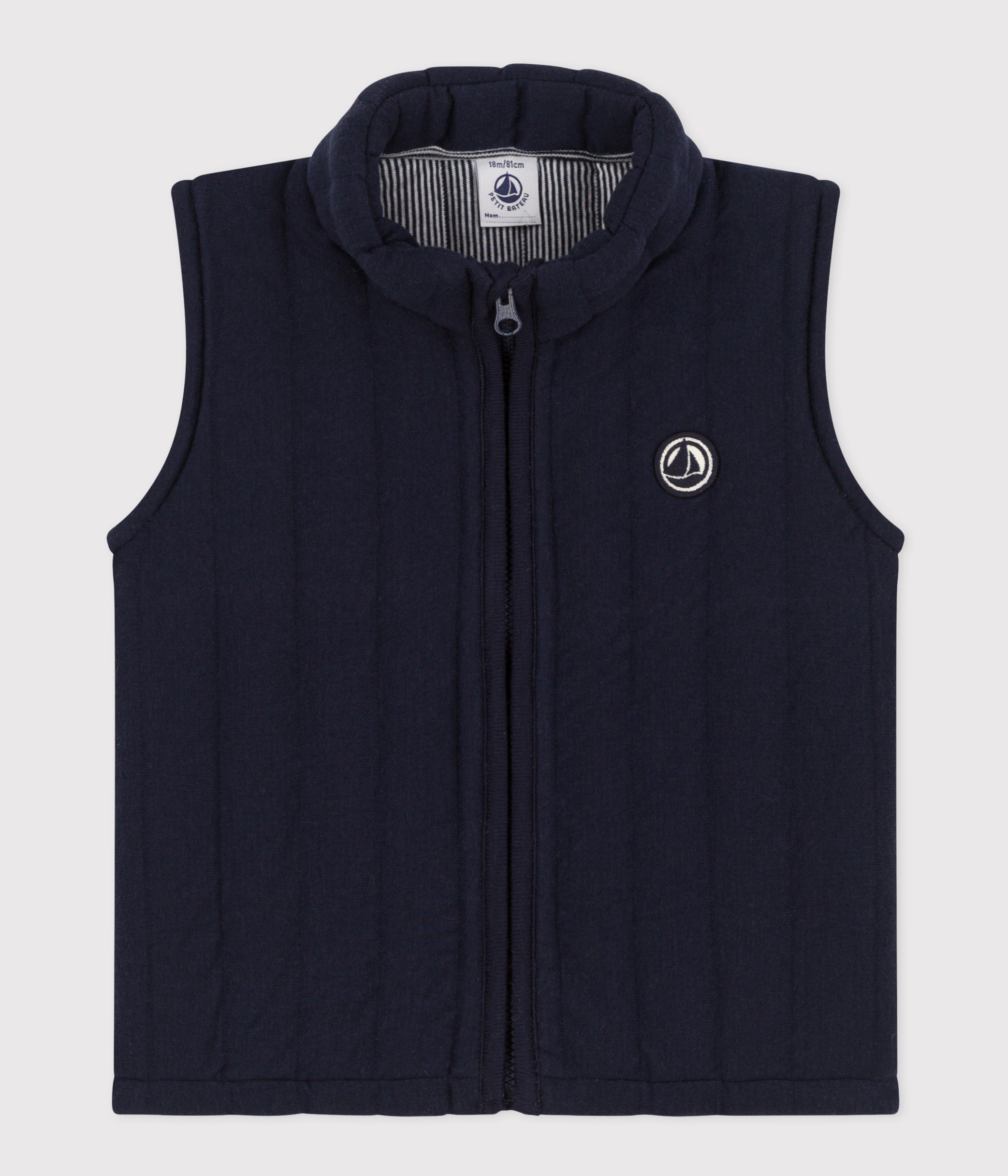 Babies' Unisex Quilted Tube Knit Bodywarmer SMOKING Petit Bateau