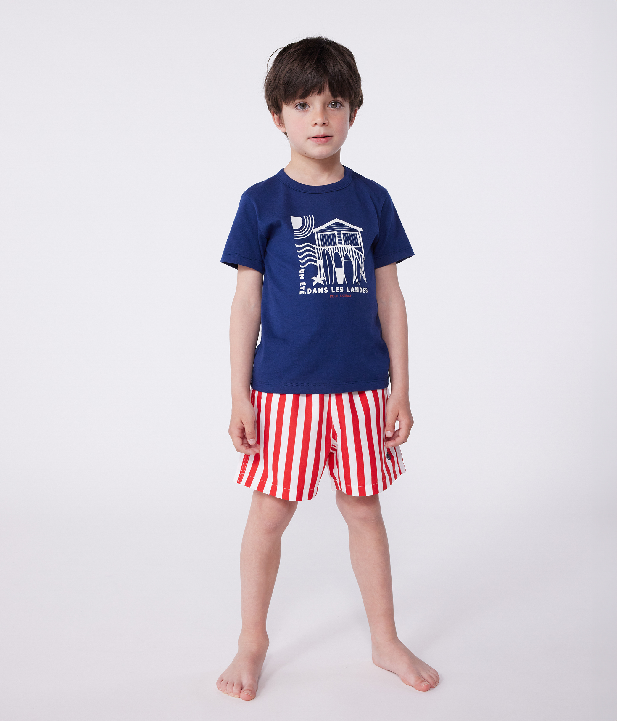 Koton Shirt Slim Flower Printed Short Sleeve One Pocket Detail Cotton, Chemise Bébés garçons, Navy Design(7D0