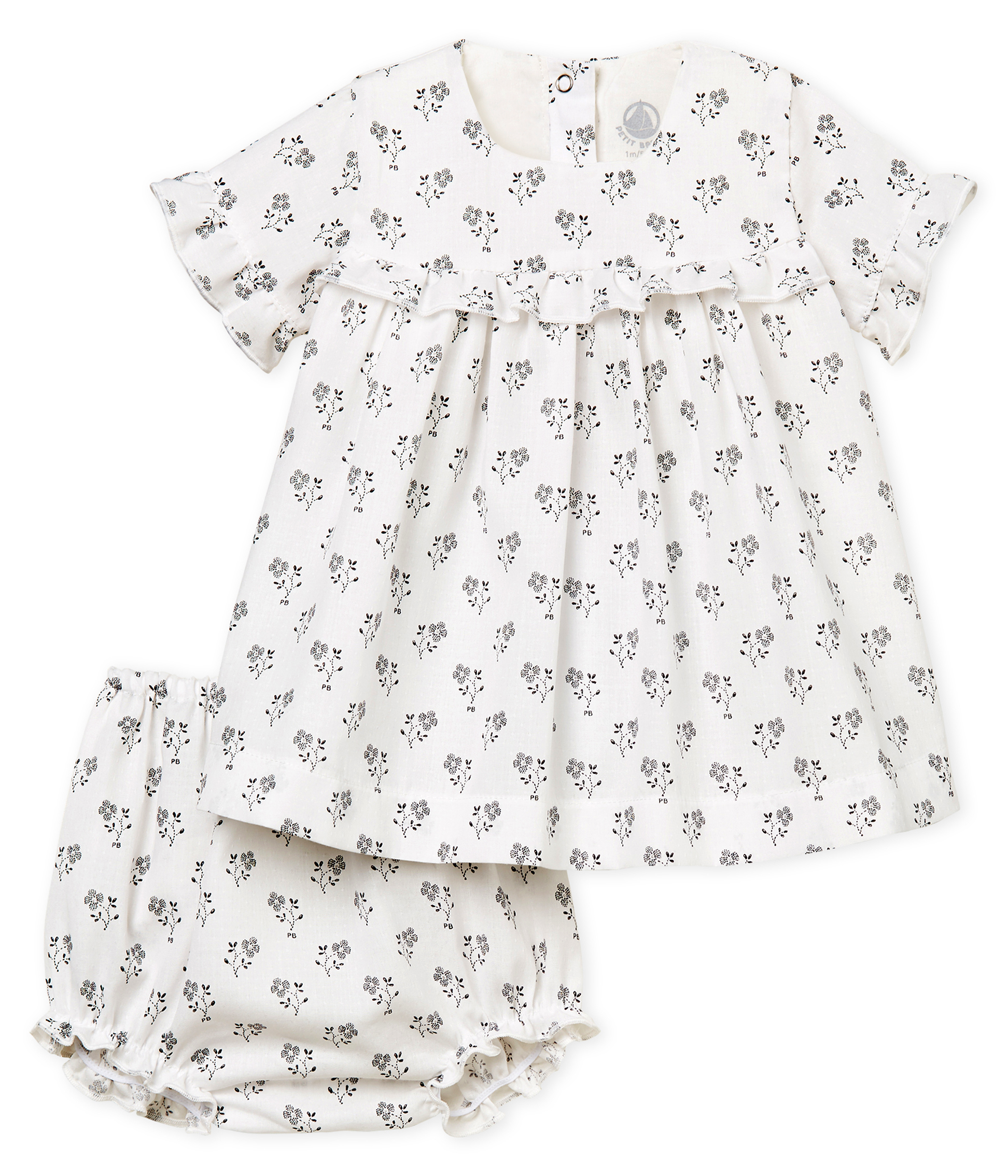 Baby girls' printed dress and bloomers