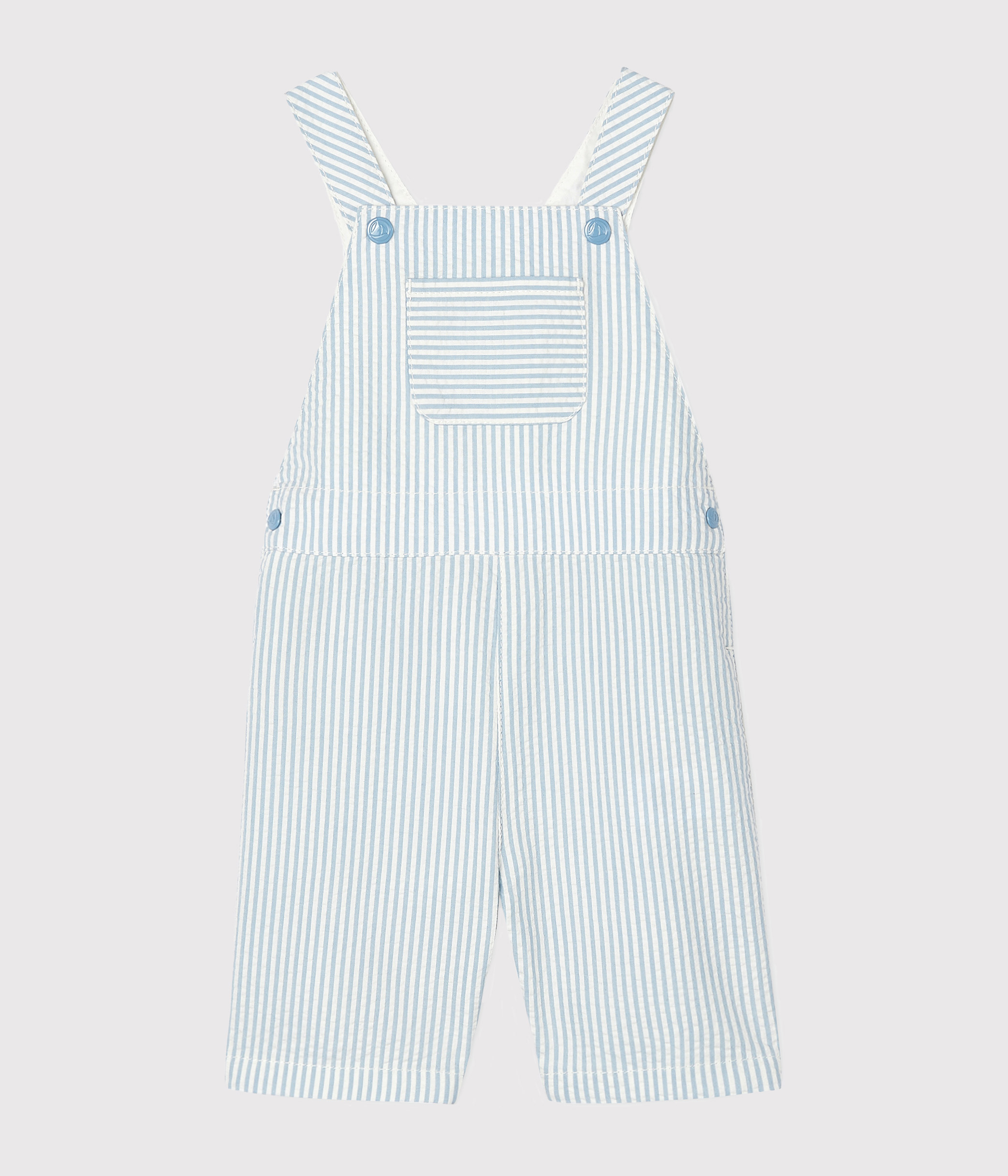 Baby Boys' Striped Short Dungarees ACIER/MARSHMALLOW Petit Bateau