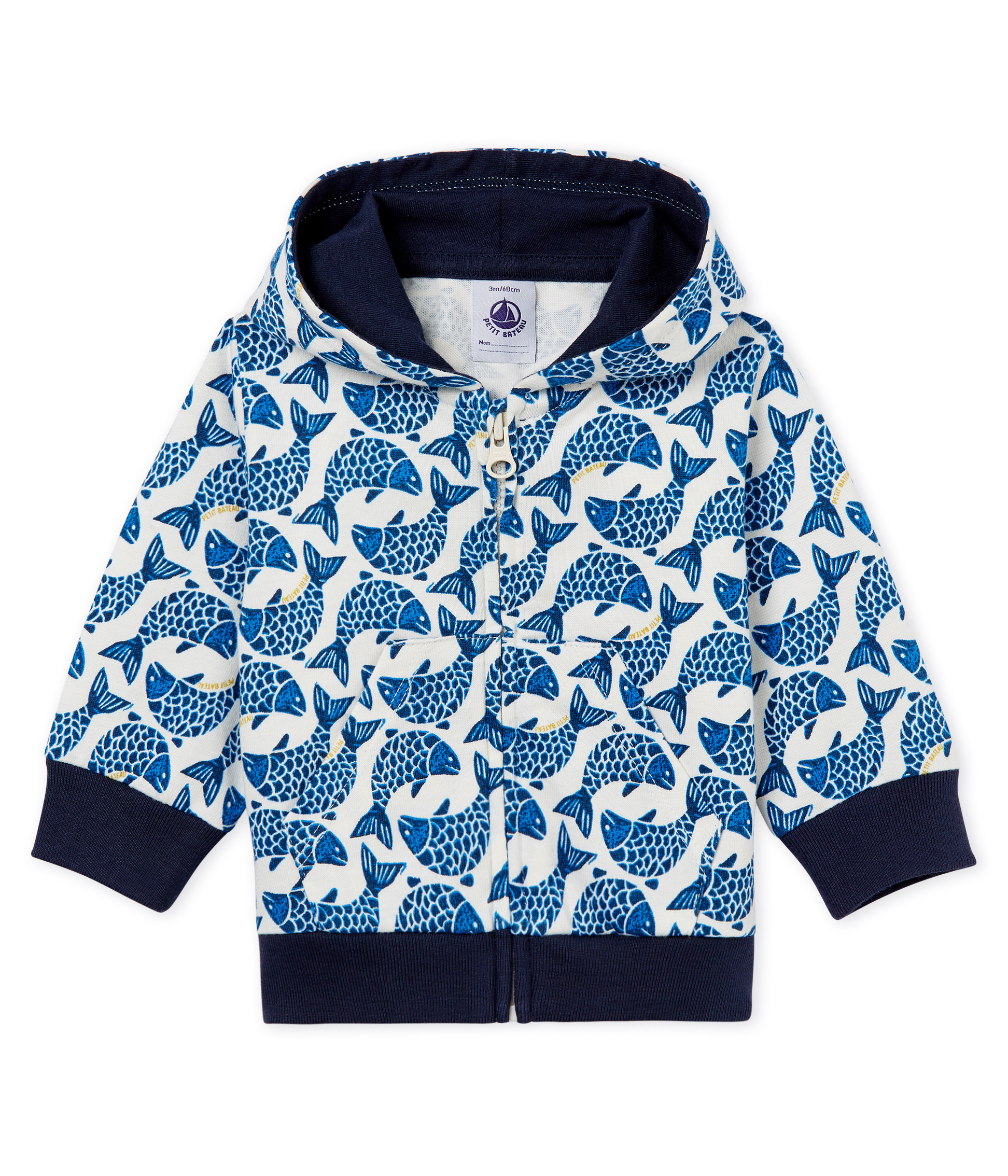 Baby boys' hooded zip up Sweatshirt in printed jersey