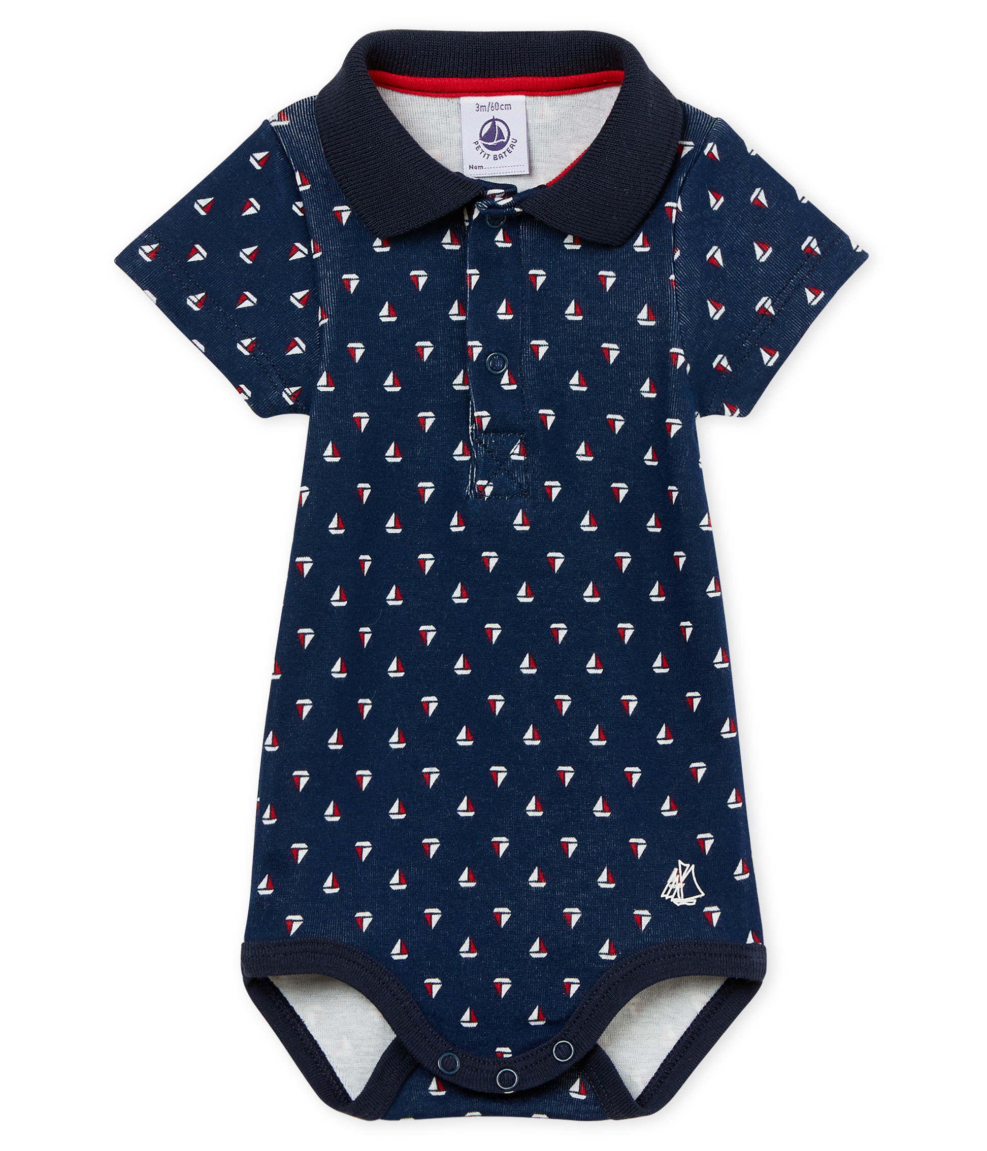 Baby boys' printed bodysuit with polo shirt collar