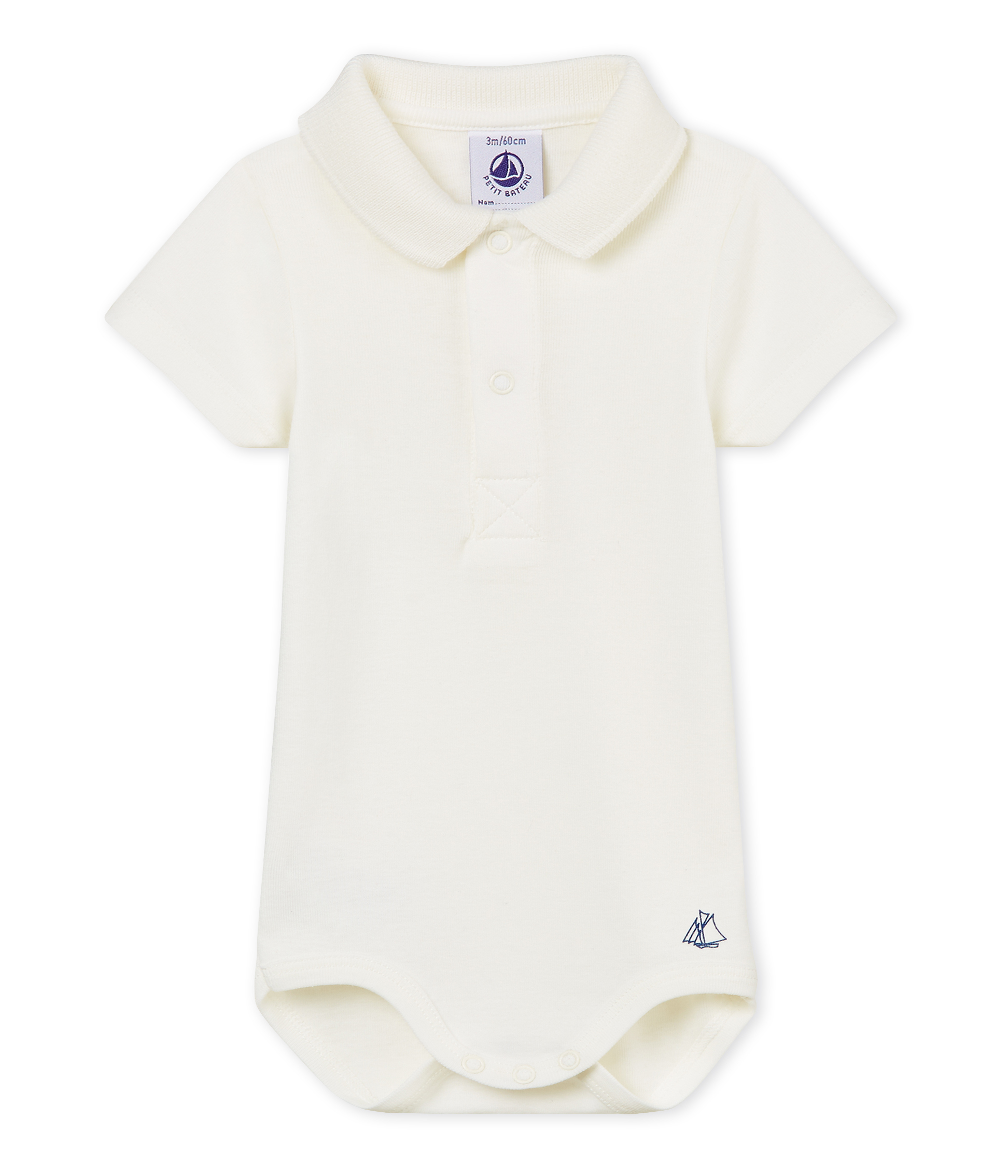 Baby boys' plain bodysuit with polo shirt collar