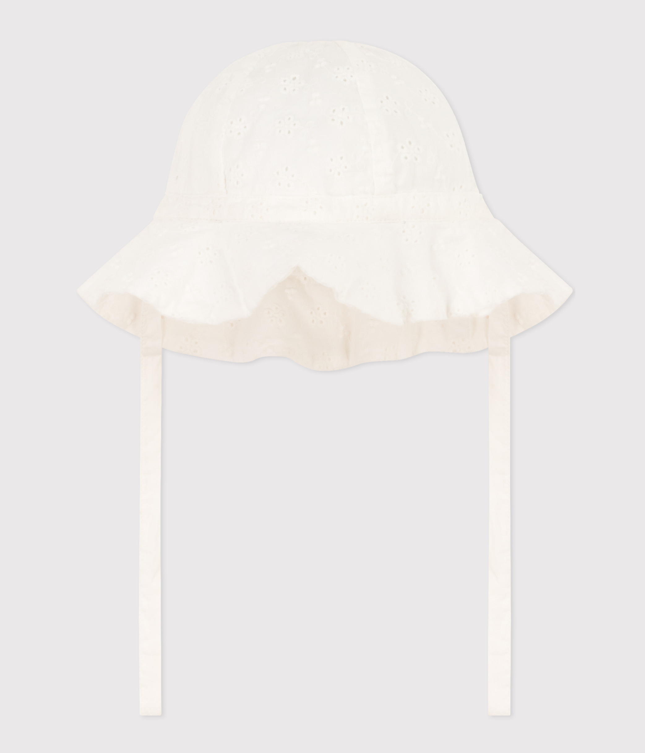 Babies' Broderie Anglaise Sun Hat MARSHMALLOW Petit Bateau