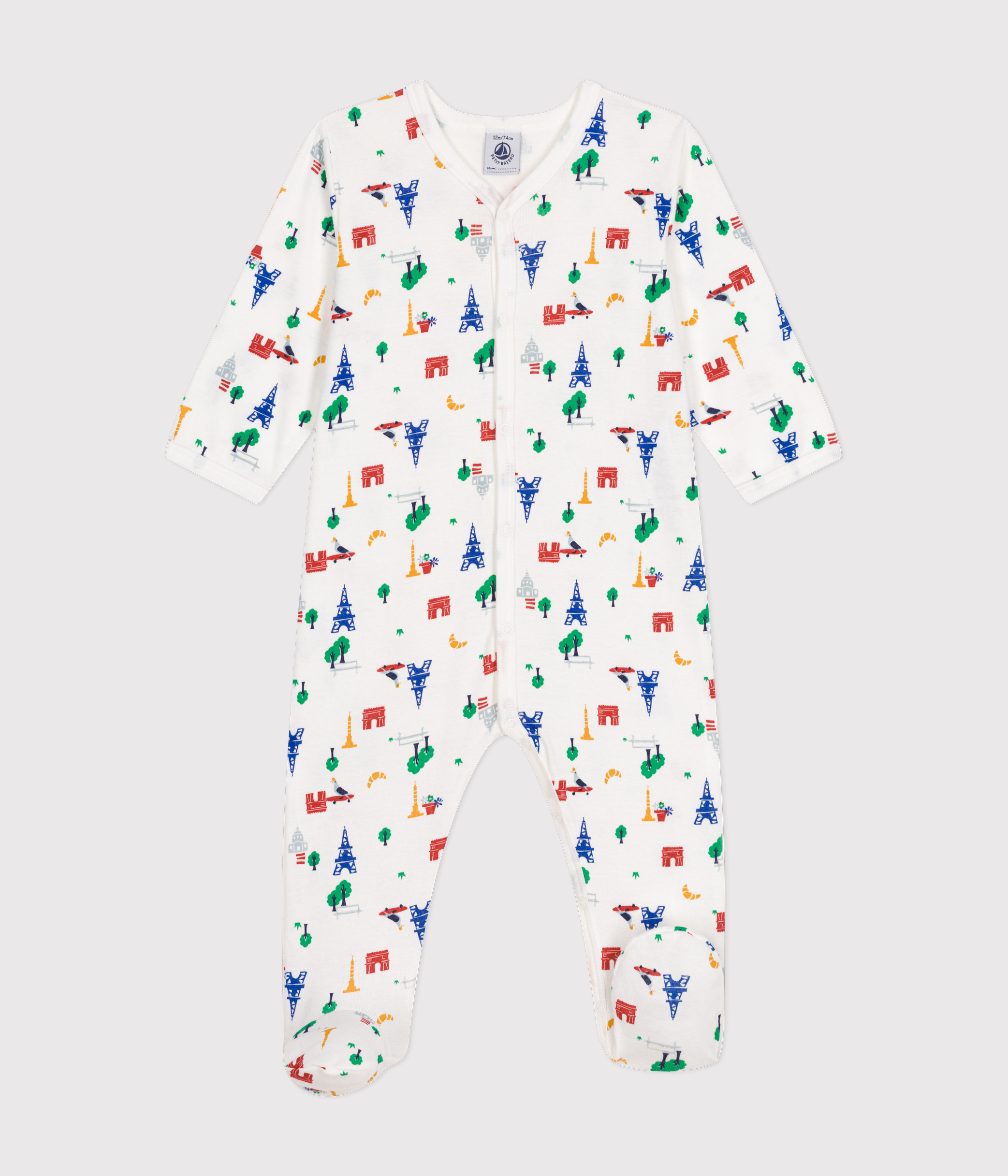 Babies' Paris Print Cotton Pyjamas MARSHMALLOW/MULTICO A0ASL01 | Petit ...