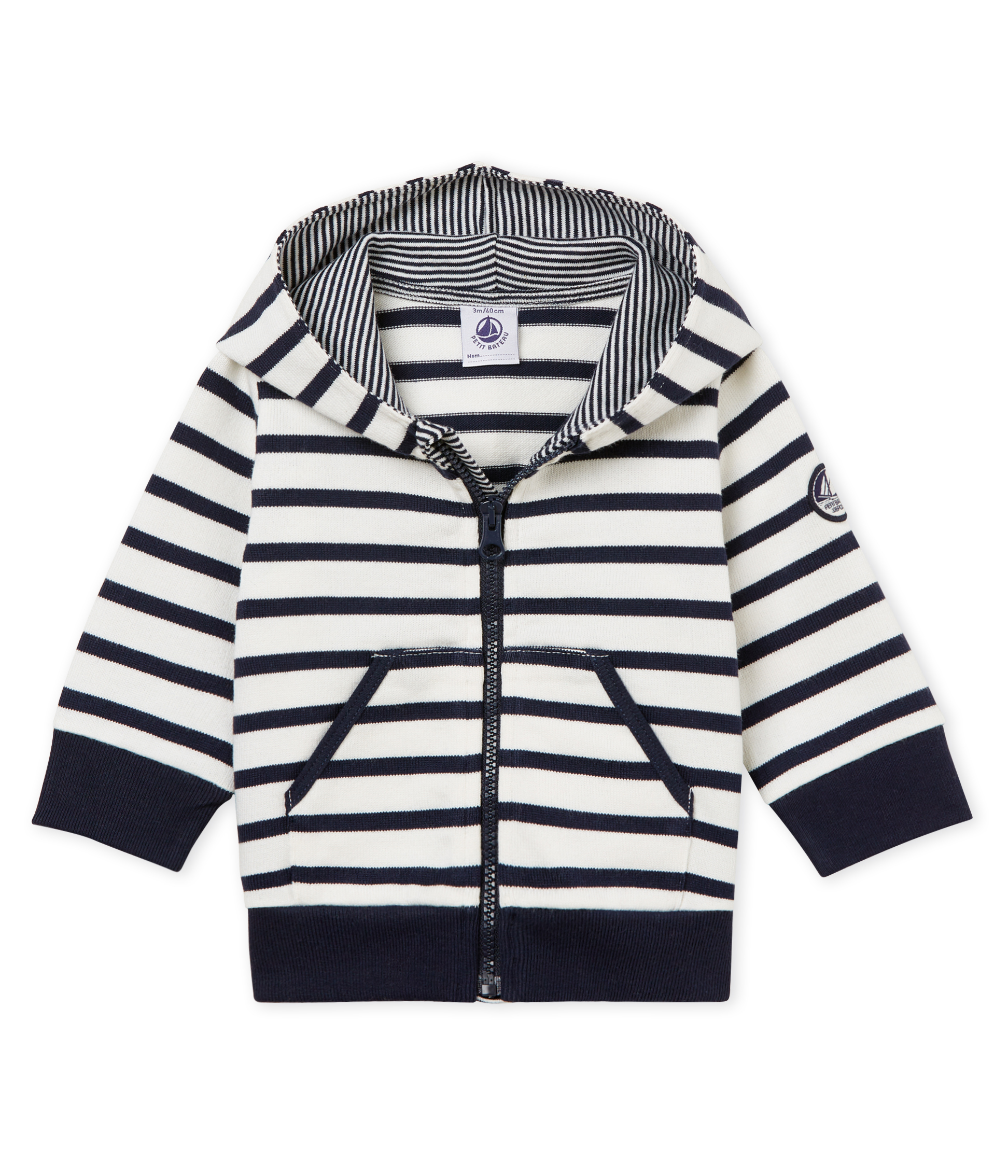Baby boys' breton striped hooded Sweatshirt