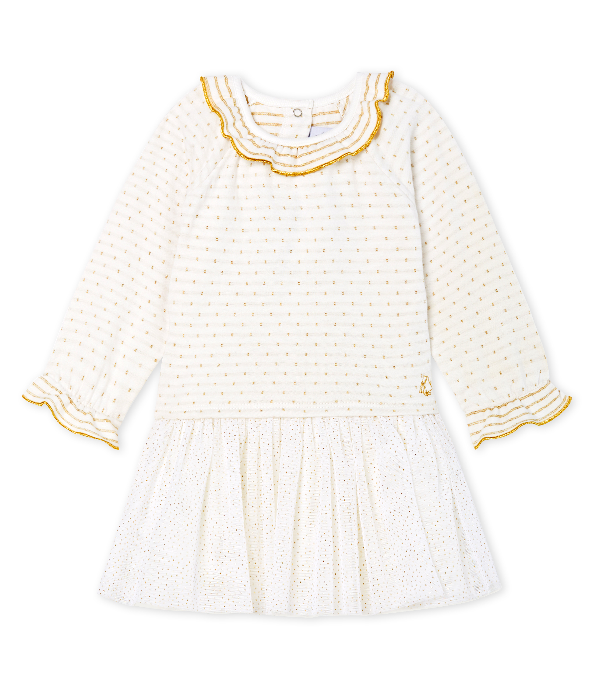 Baby Girls' Long-Sleeved Dual Material Dress
