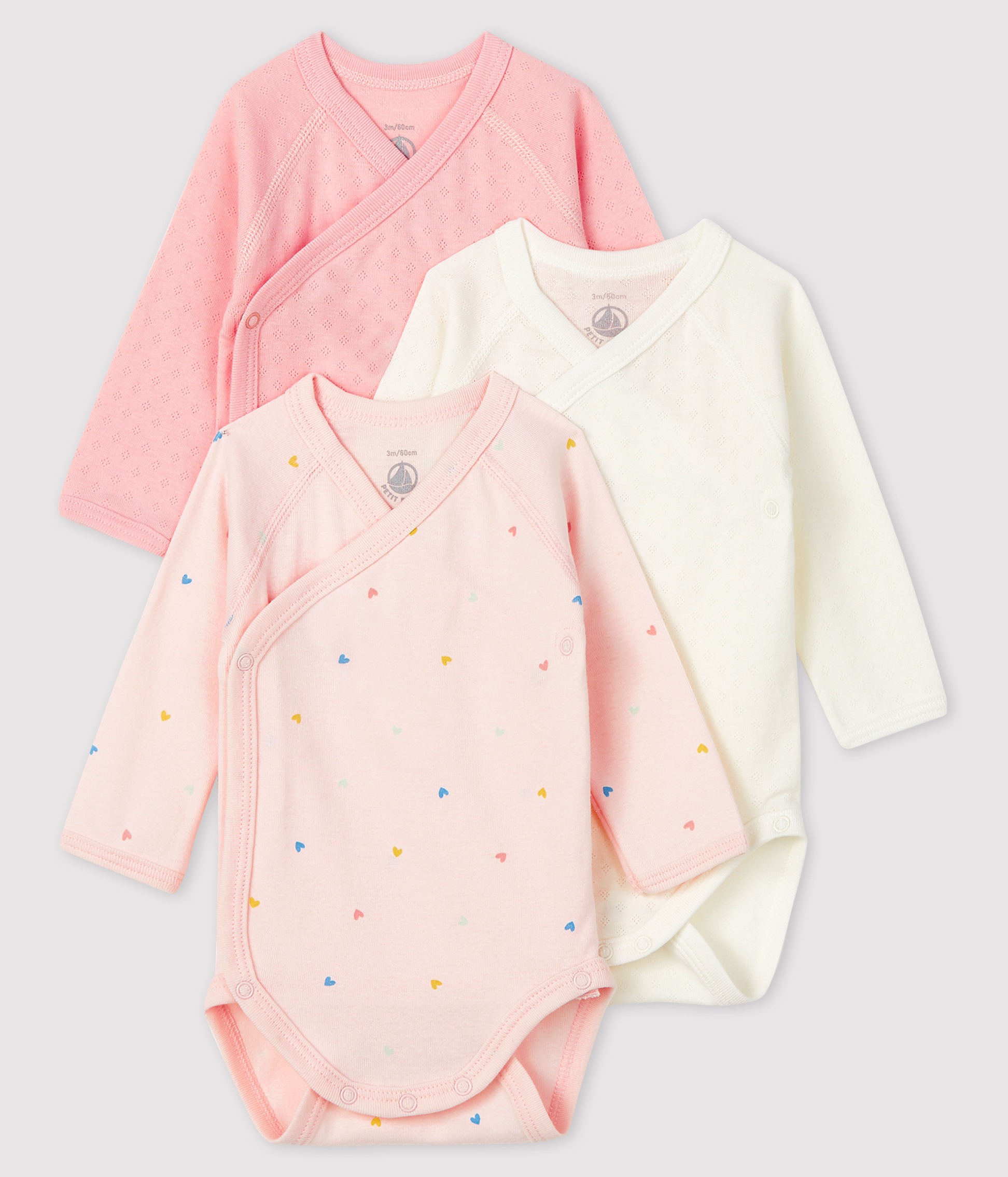 Newborn Babies' LongSleeved Bodysuit 3Pack variante 2 Petit Bateau