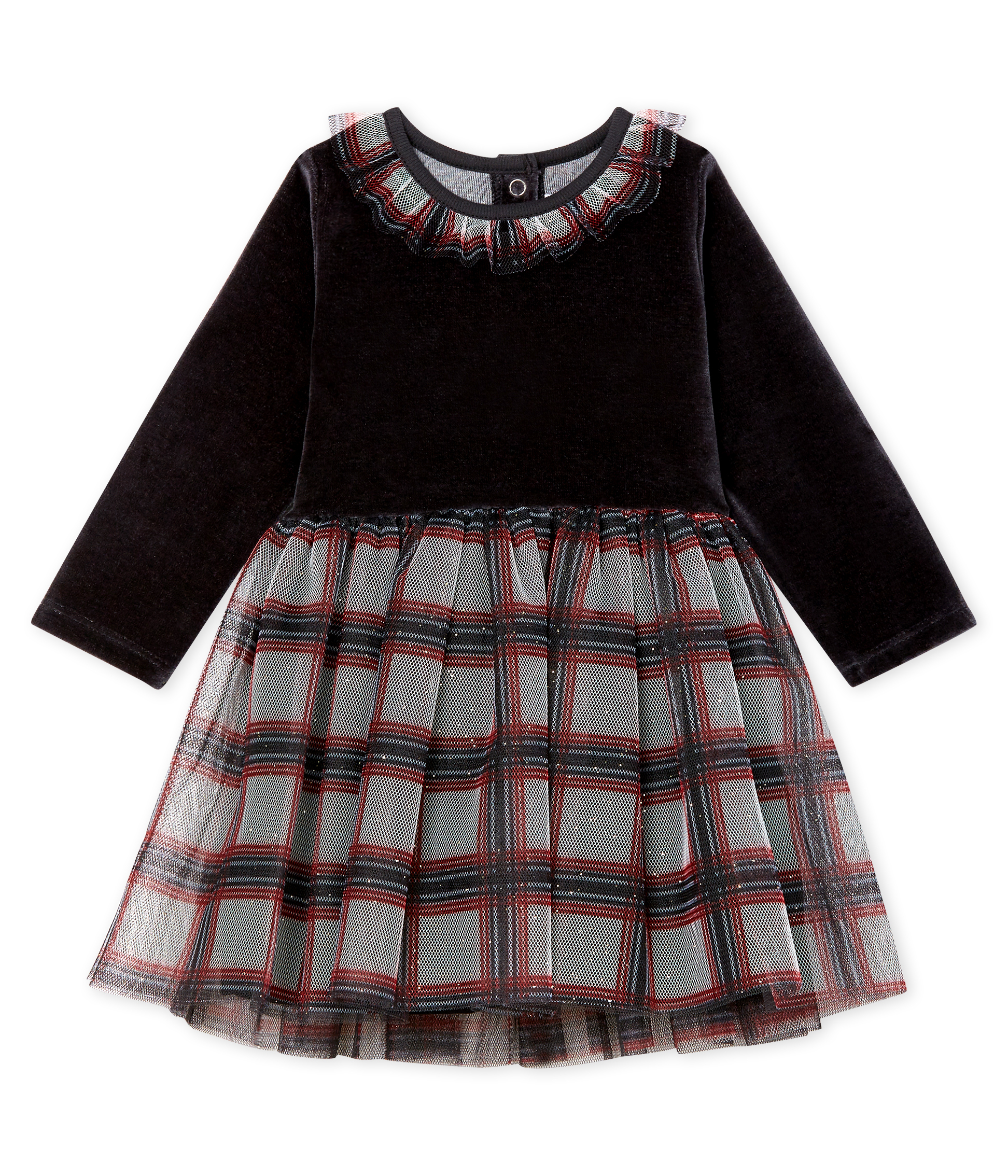 Baby Girls' Long-Sleeved Dual Material Dress