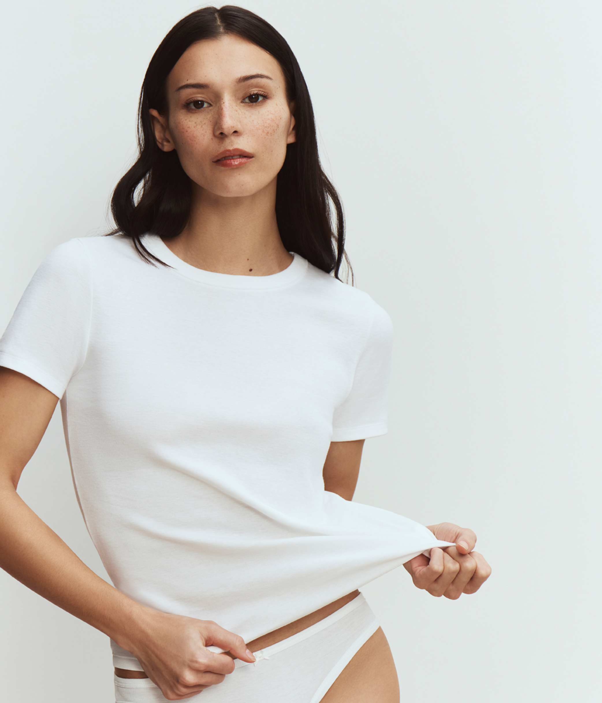 ENNOY エンノイ Tシャツ 半袖 リブ SS hem rib tee 白×白