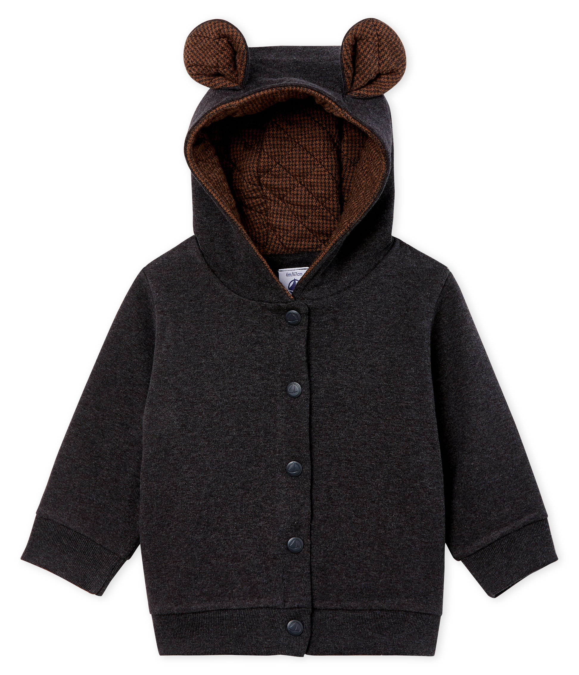 Baby Boys' Hoody in Elastane Rib Knit.