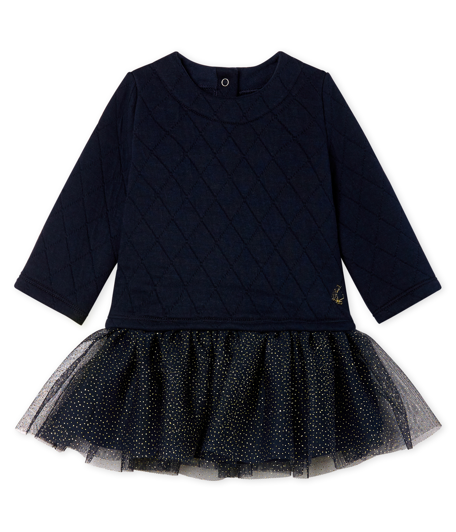 Baby Girls' Long-Sleeved Dual Material Dress