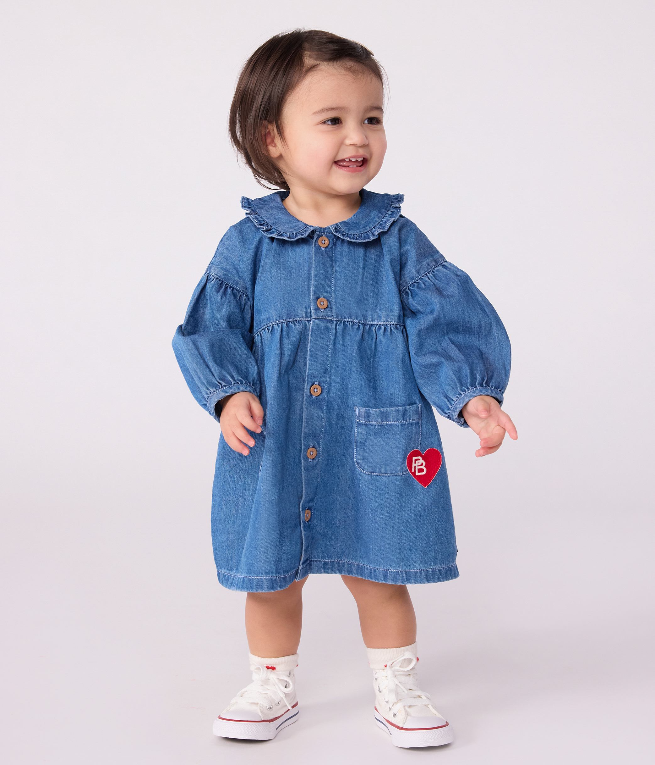 princess polly baby blue dress Denim dress with belt main image 0