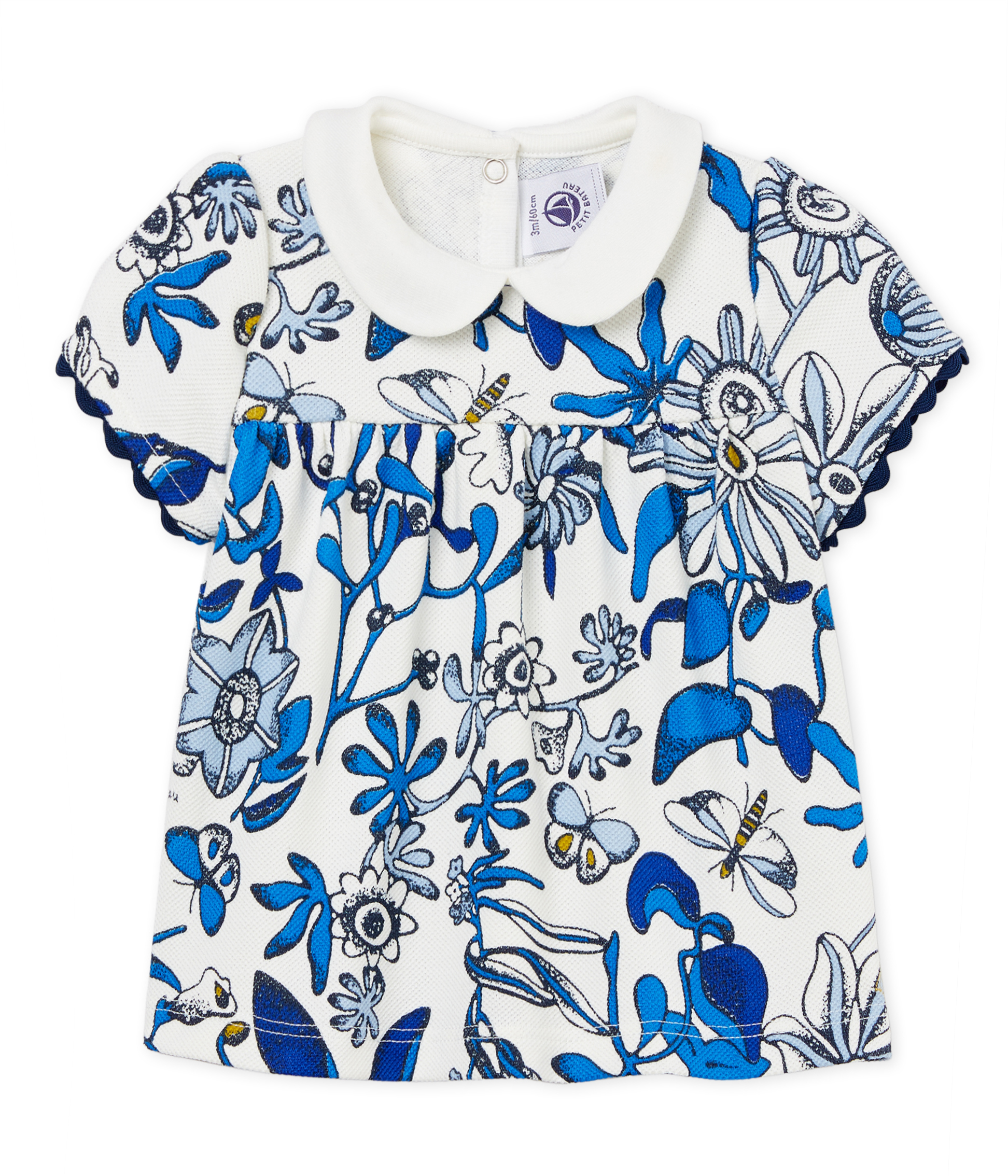 Baby girls' blouse in printed piqué jersey