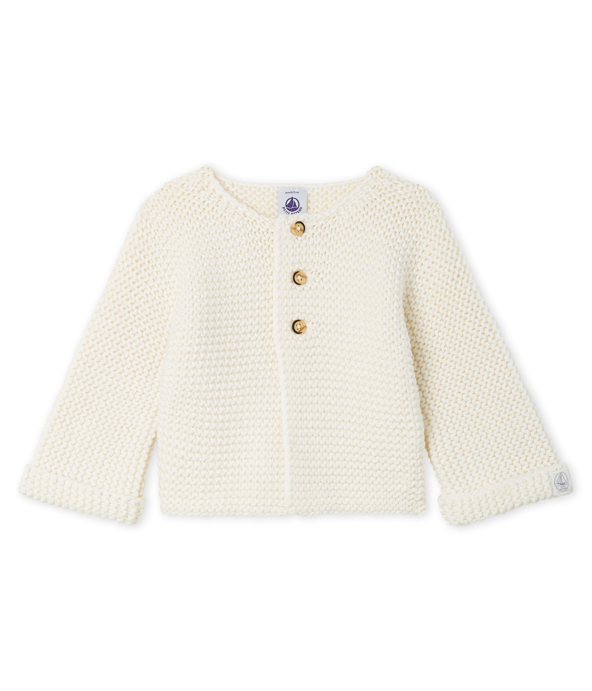 Baby Girl's Wool/Cotton Moss Stitch Cardigan