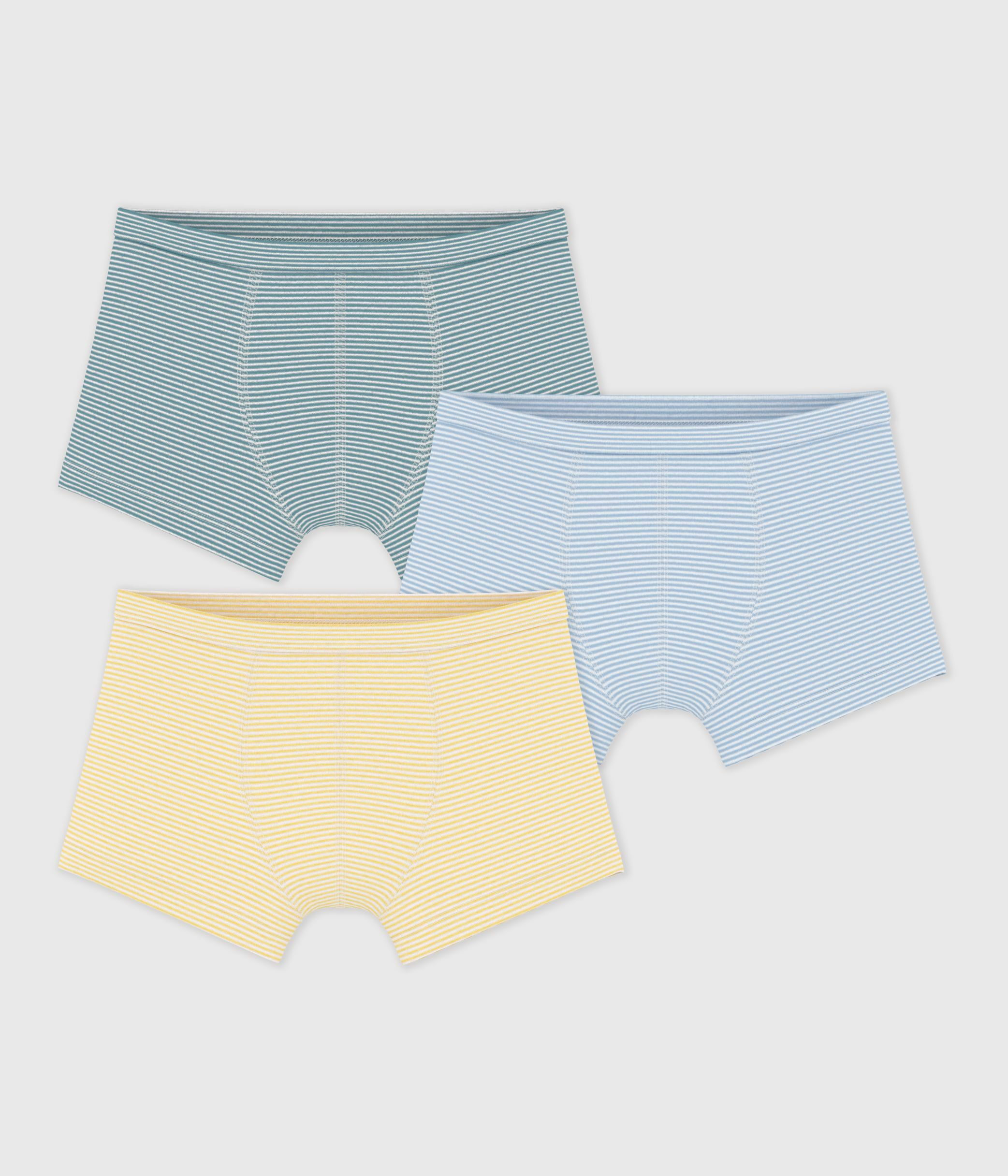 Pack of children's stripy cotton boxers with covered waistbands ...