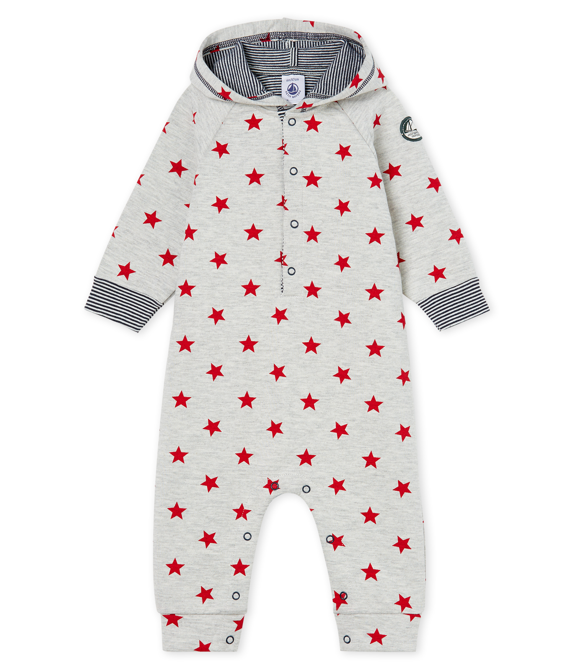 Baby Boys' Long Hooded Printed Jumpsuit