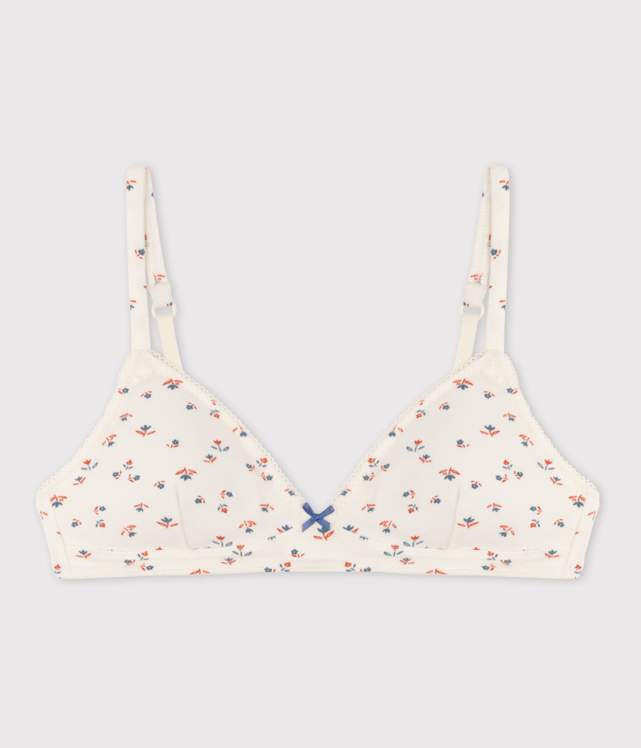 Girls' Floral Cotton and Elastane Padded Bra MARSHMALLOW/MULTICO