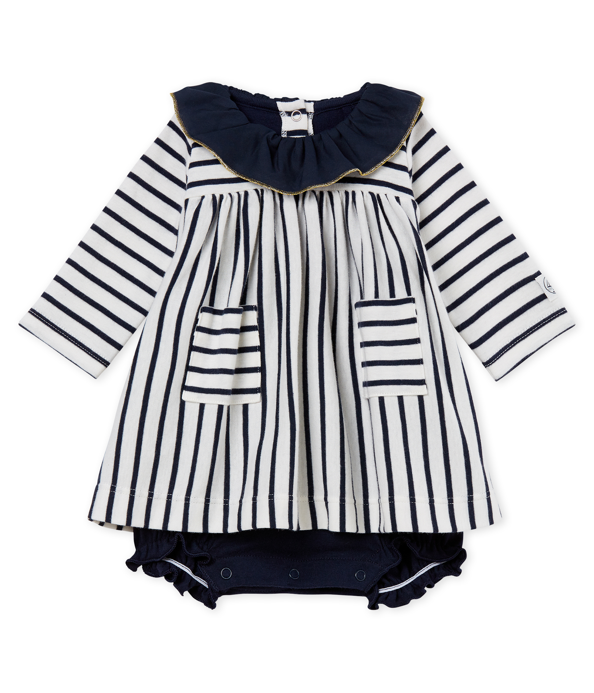 Baby girls' striped dress/bodysuit