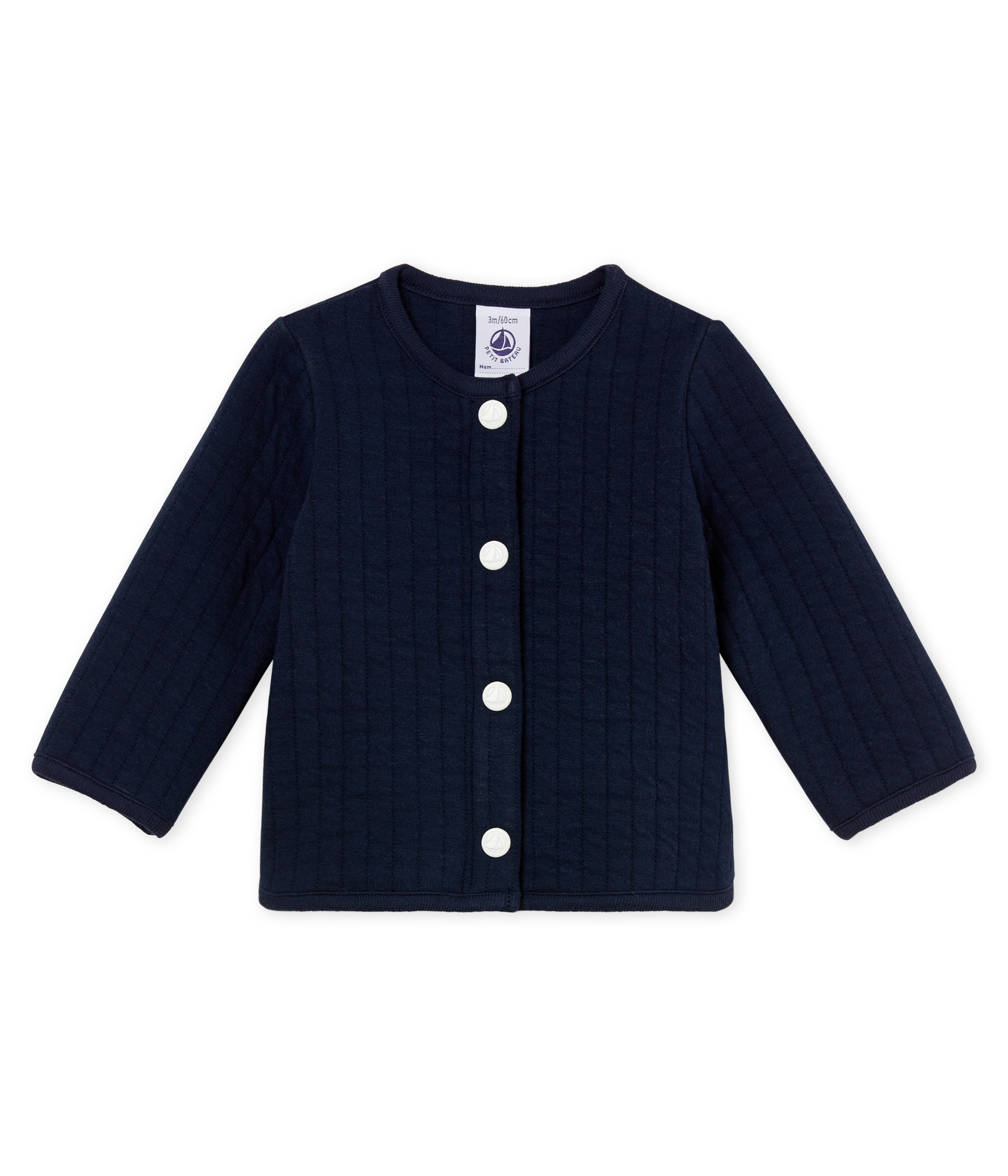 Baby girls' cardigan in quilted tube knit