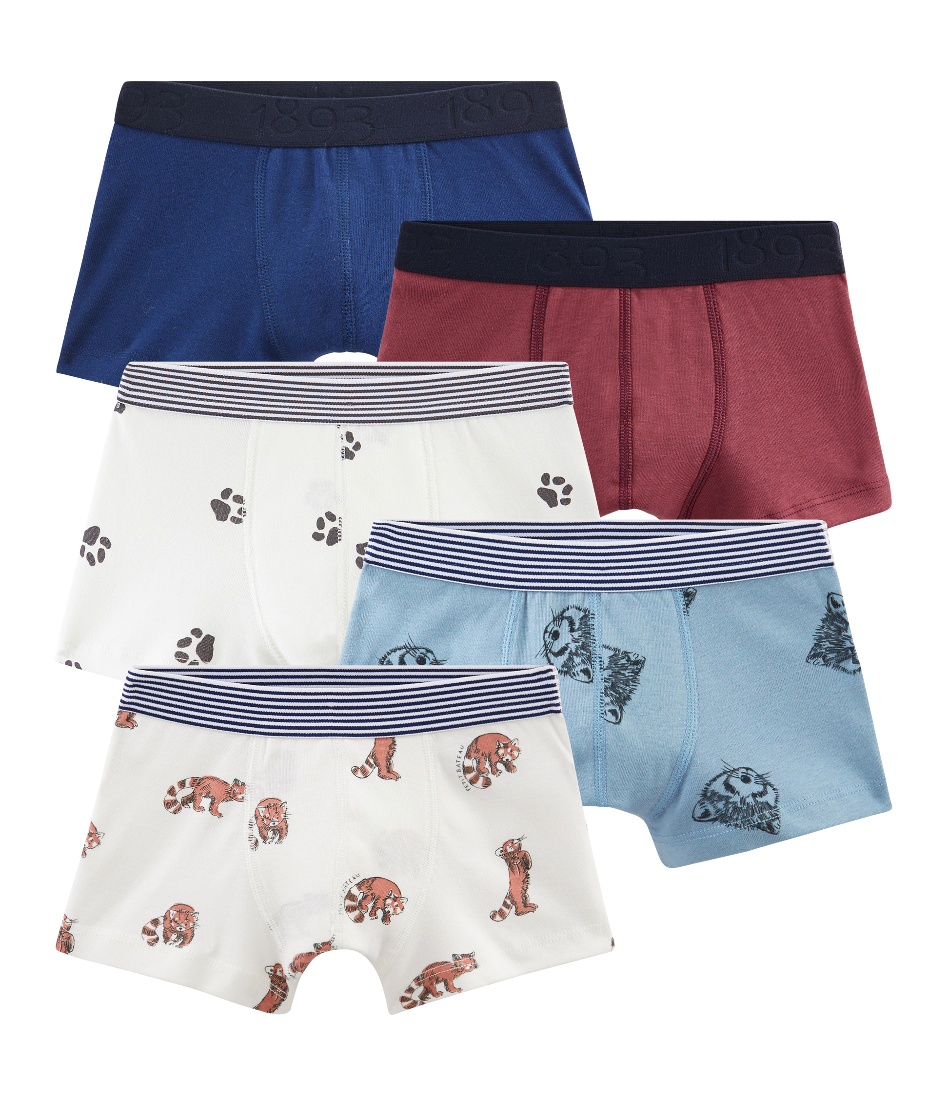 Pack of 5 Petit Bateau Boys Boxer Shorts